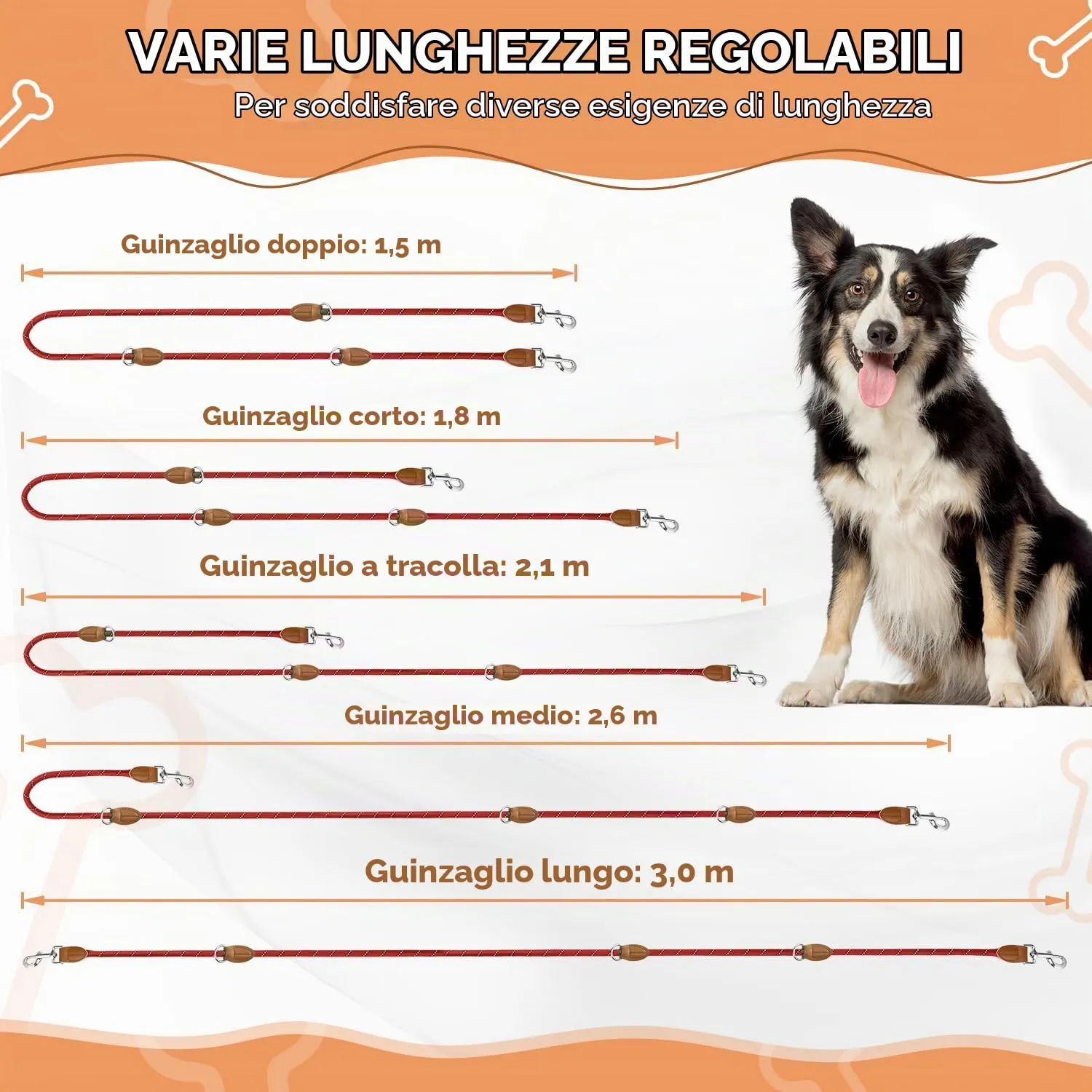 PETCOOZ Guinzaglio Doppio per Cani, 3M Regolabile e Riflettente, Rosso Scuro - immagine 6