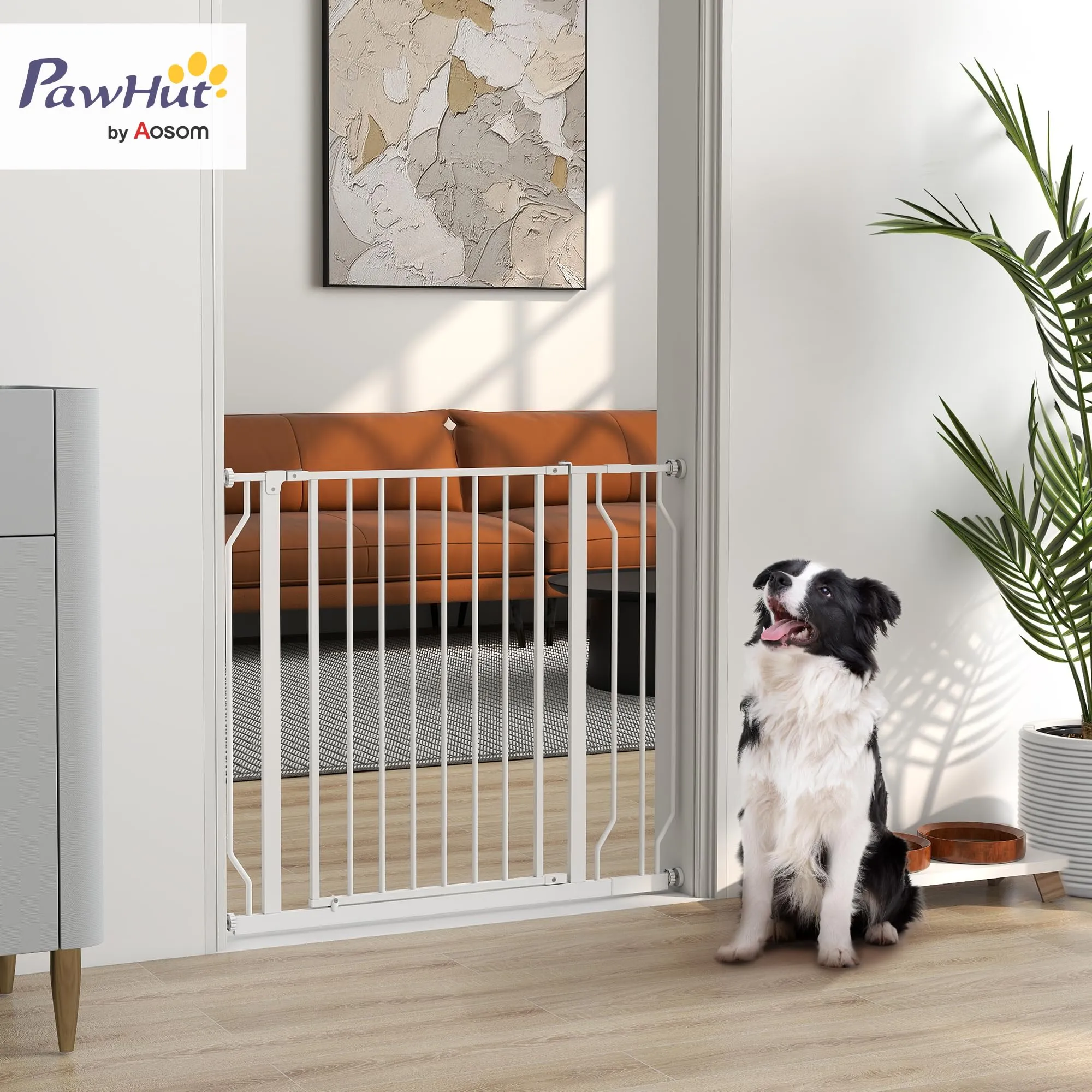 PawHut Cancelletto di Sicurezza per Cani Estensibile, 75-95x76 cm, Bianco - immagine 2