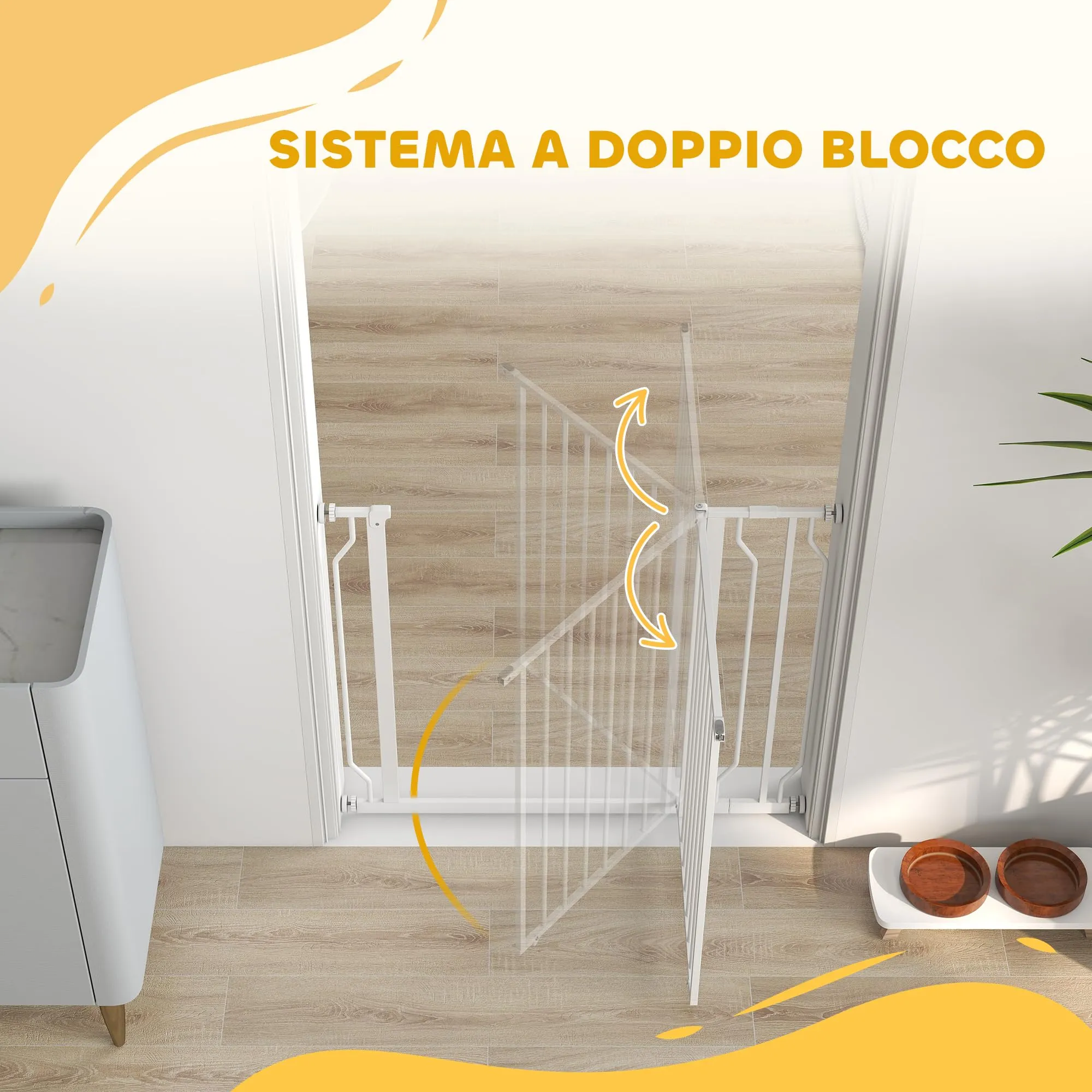 PawHut Cancelletto di Sicurezza per Cani Estensibile, 75-95x76 cm, Bianco - immagine 8