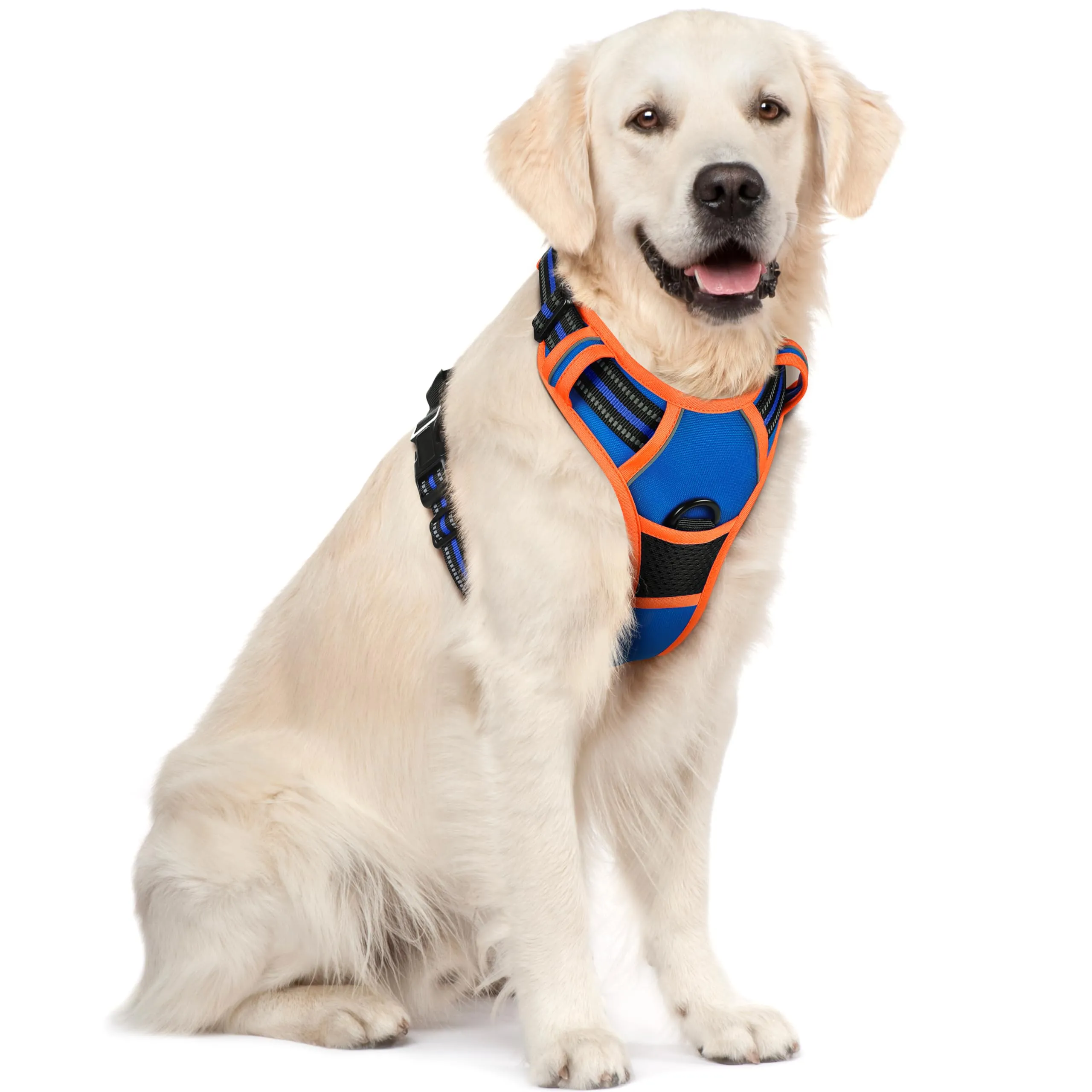 rabbitgoo Pettorina Cane ad H Regolabile Anti Tiro Riflettente, Blu + Arancione, XL - immagine 1