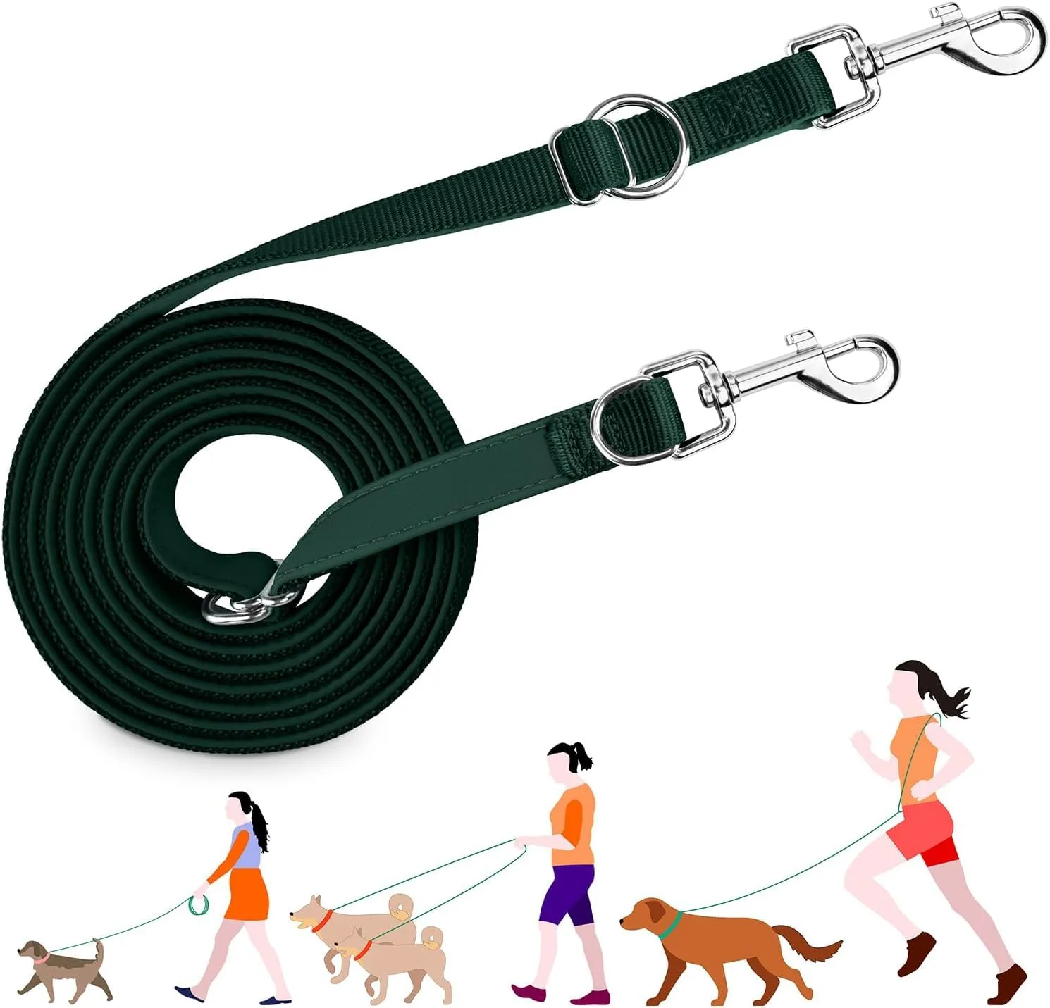 PETCOOZ Guinzaglio Addestramento per Cani Doppio, 3M Regolabile, Multifunzionale - immagine 1