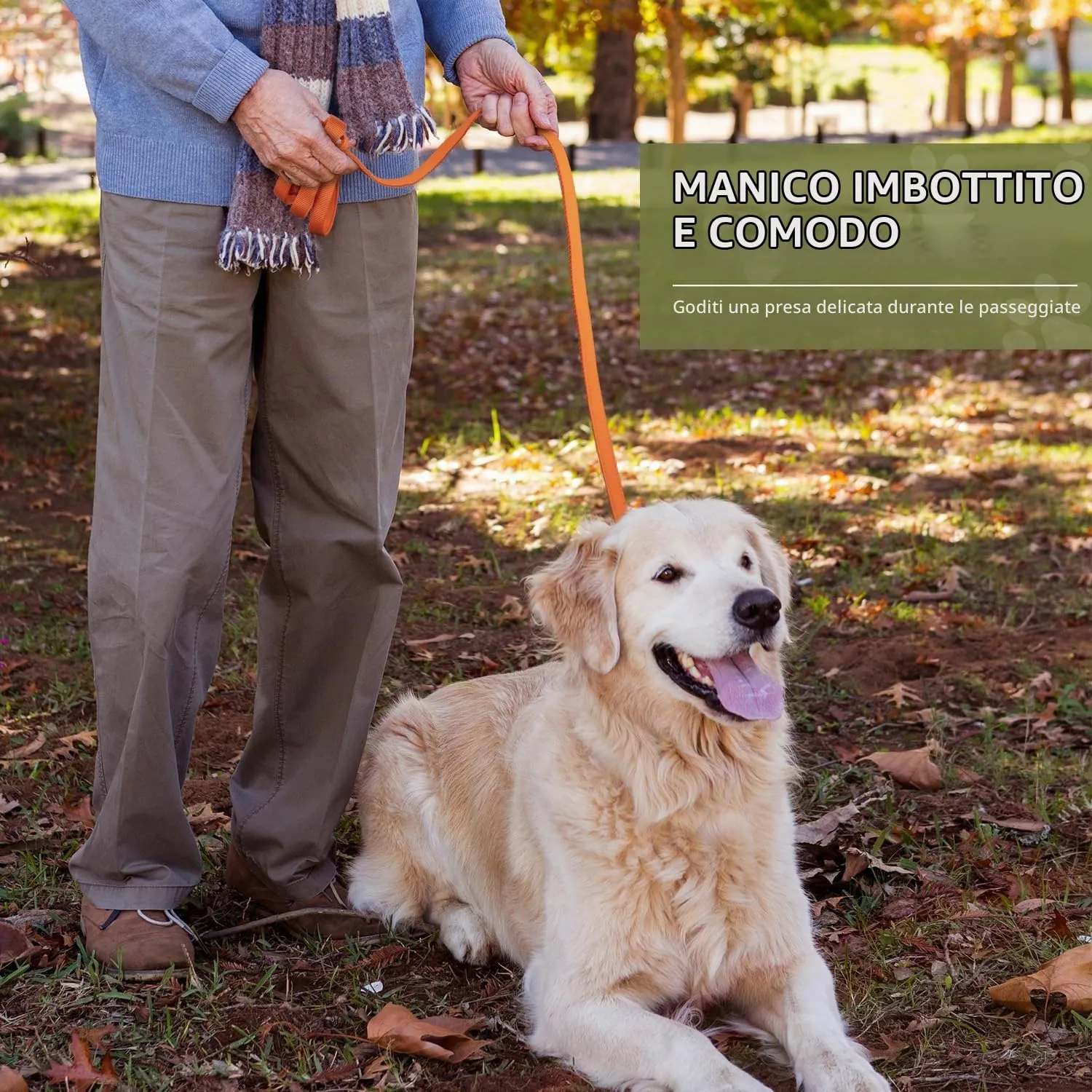 PETCOOZ Guinzaglio Addestramento Multifunzionale per Cani, Doppio, Regolabile 3M, Arancione - immagine 4