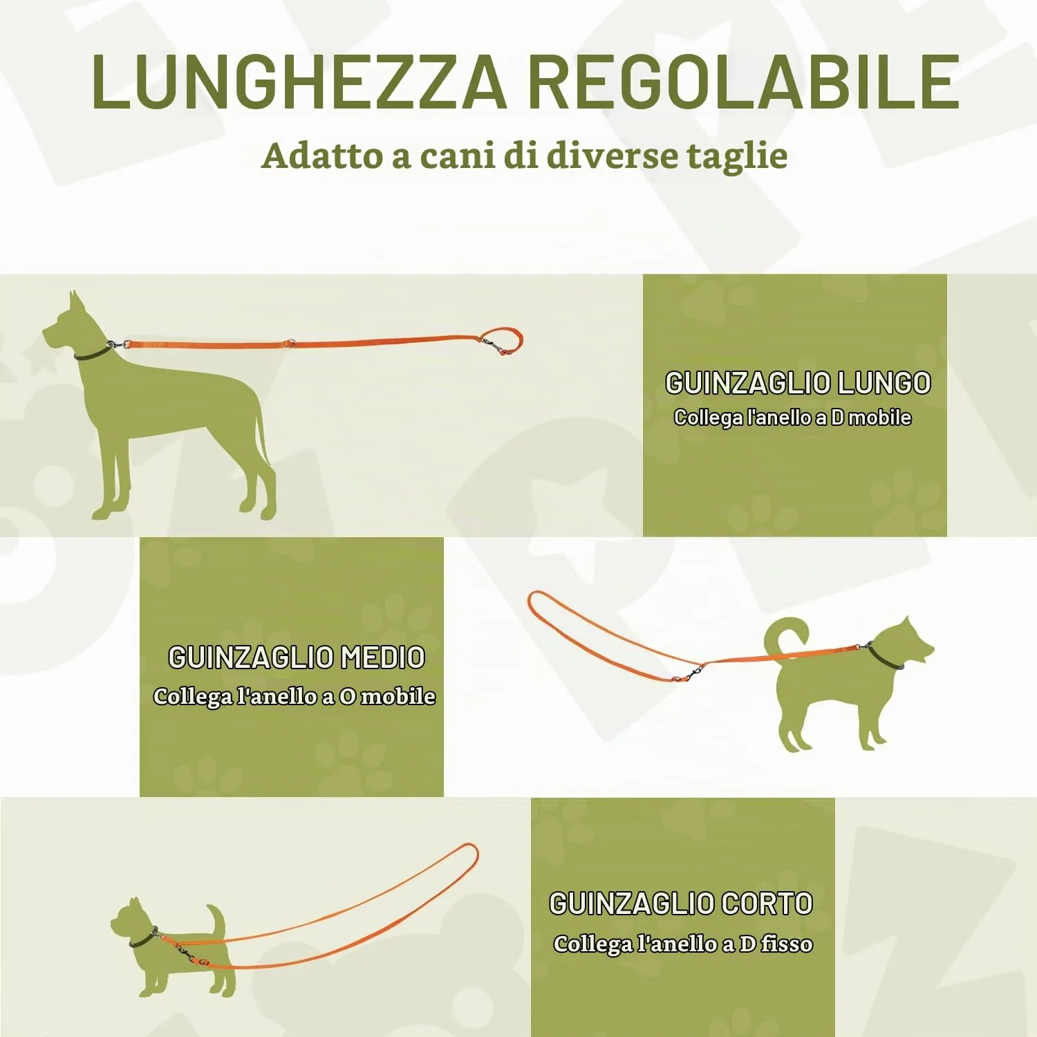 PETCOOZ Guinzaglio Addestramento Multifunzionale per Cani, Doppio, Regolabile 3M, Arancione - immagine 8