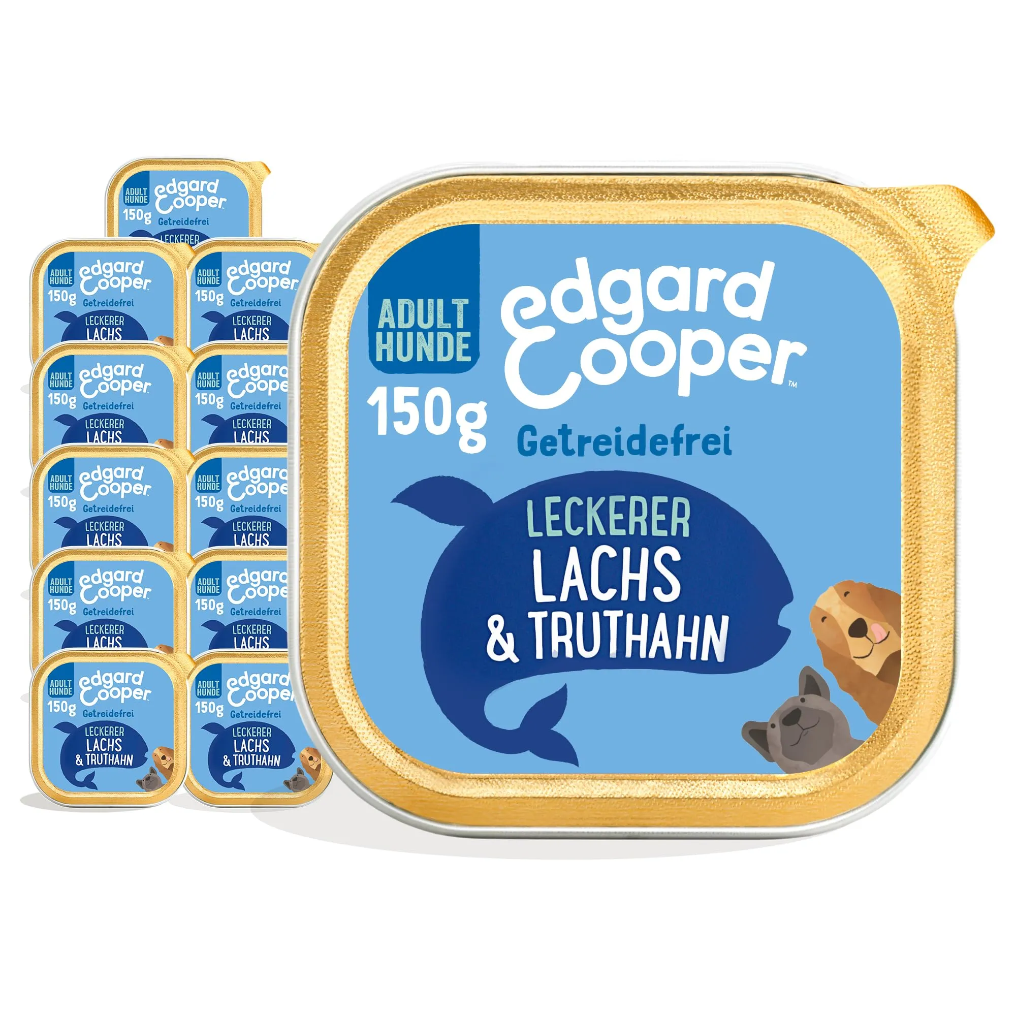 Edgard & Cooper cibo umido per cani salmone e tacchino, senza cereali, 150 g x11 - immagine 1