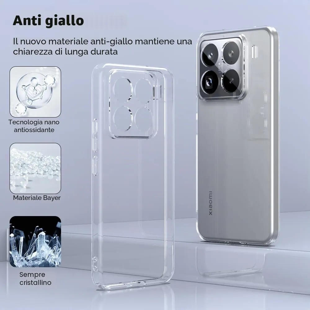 Captor Cover Trasparente per Xiaomi 15 Pro 5G, Custodia in Silicone TPU Flessibile - immagine 4