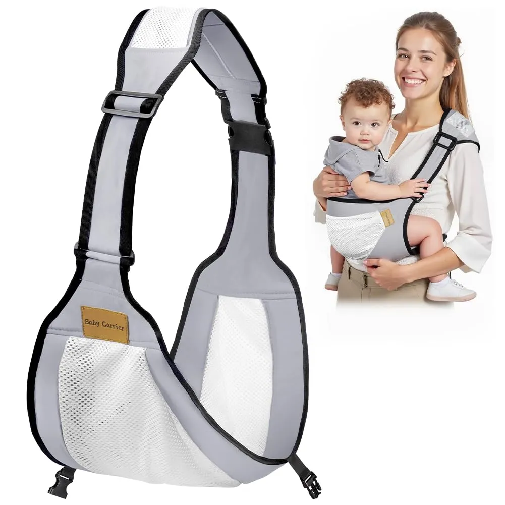 AOOWU Fascia Porta Bambino Traspirante, Marsupio Ergonomico Regolabile per Neonati 0-36 Mesi, Carico Max 25 Kg - immagine 1