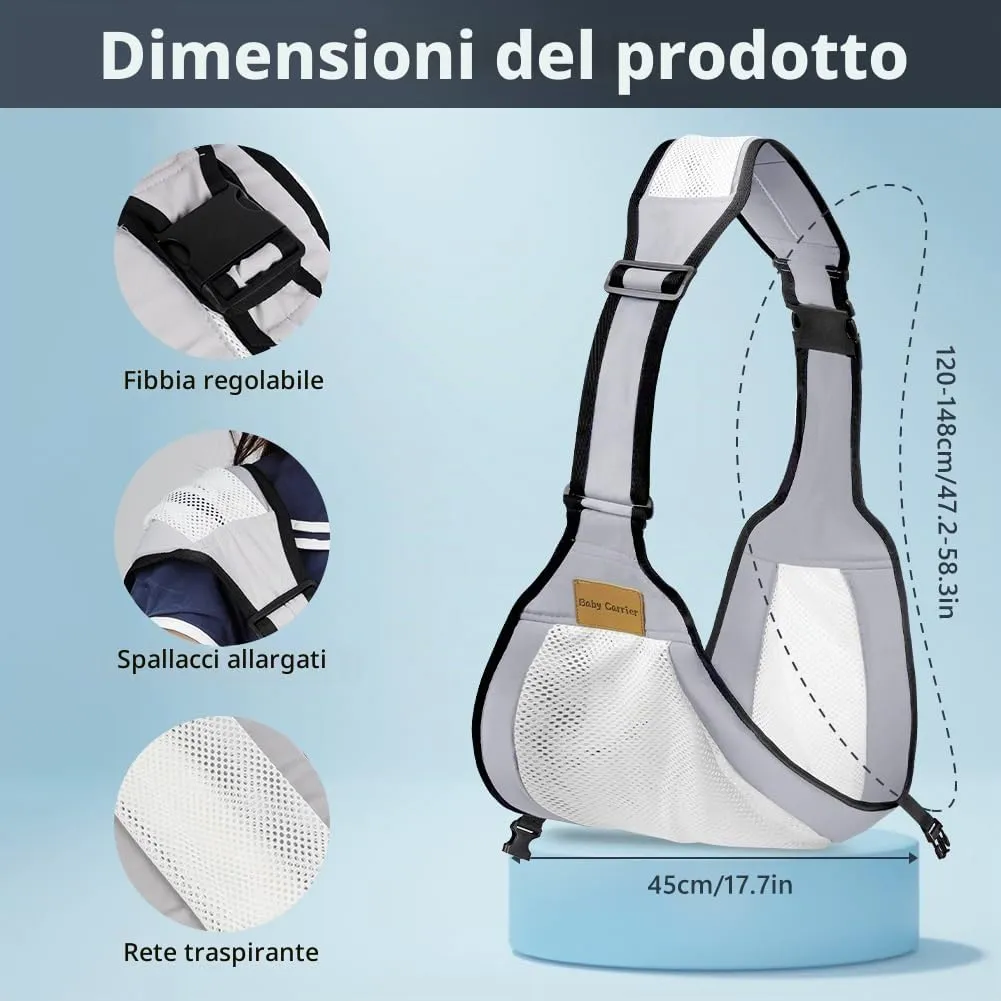 AOOWU Fascia Porta Bambino Traspirante, Marsupio Ergonomico Regolabile per Neonati 0-36 Mesi, Carico Max 25 Kg - immagine 2