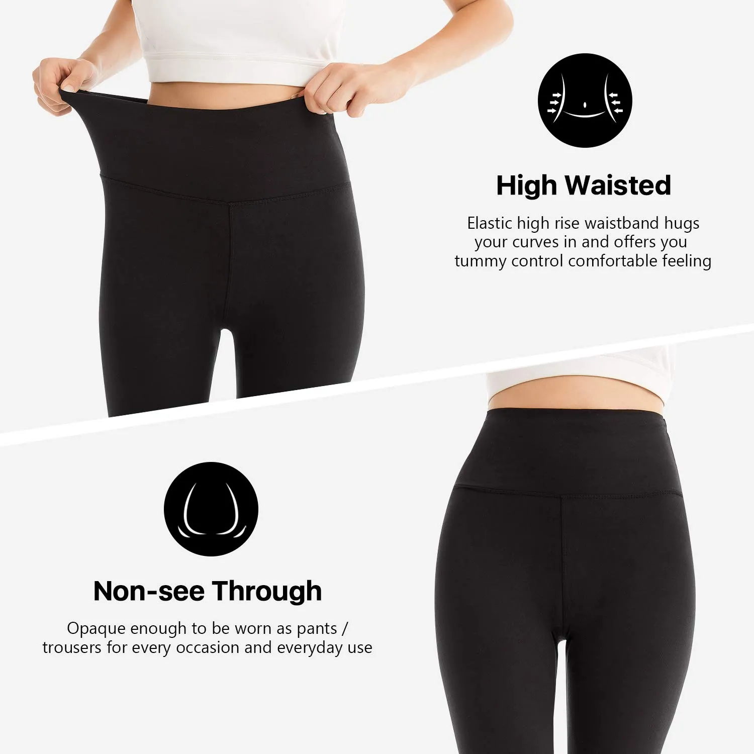 SINOPHANT Leggings Capri Vita Alta Donna, S-M, Prugna Viola - immagine 3