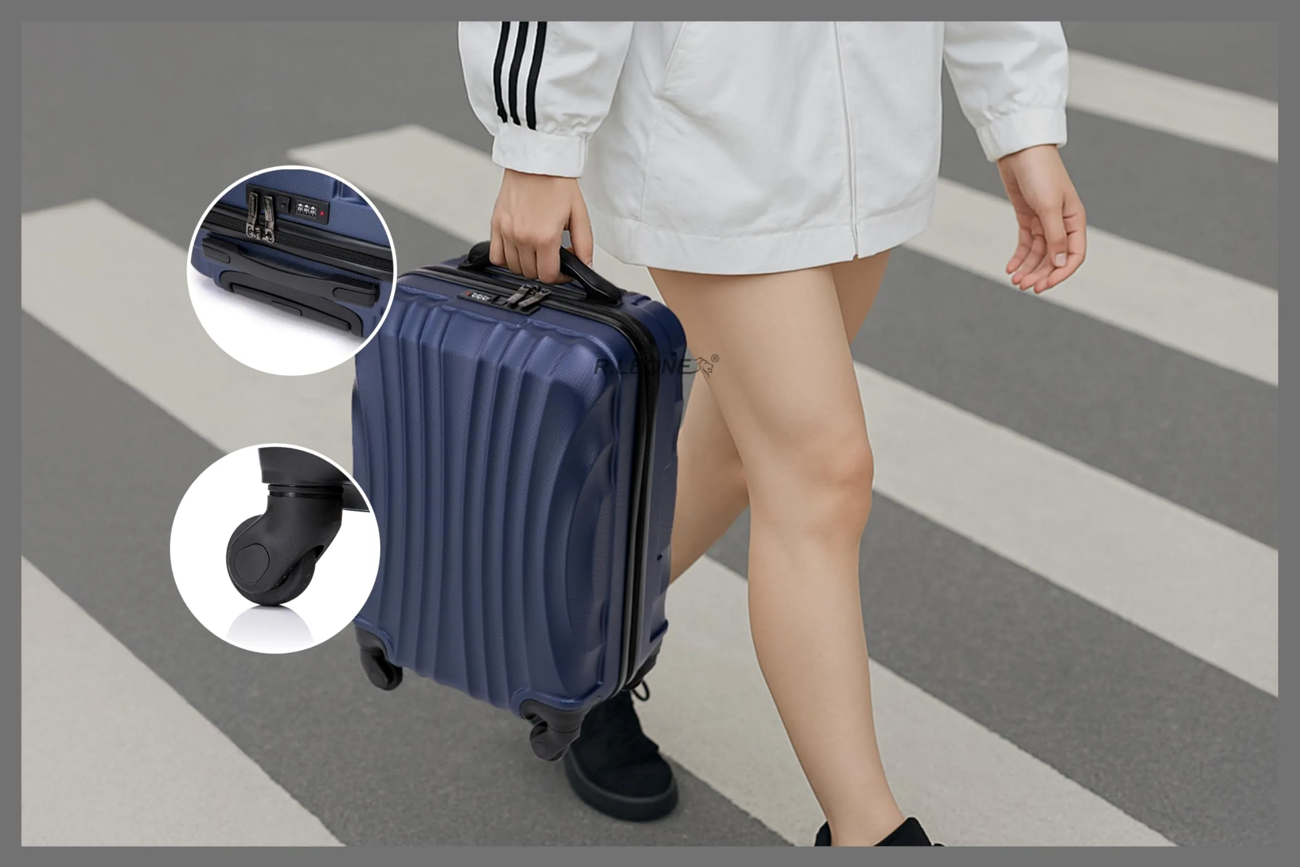 R.Leone Trolley Bagaglio a Mano 55x35x25 cm in ABS 4 Ruote 20373FR Viola - immagine 5