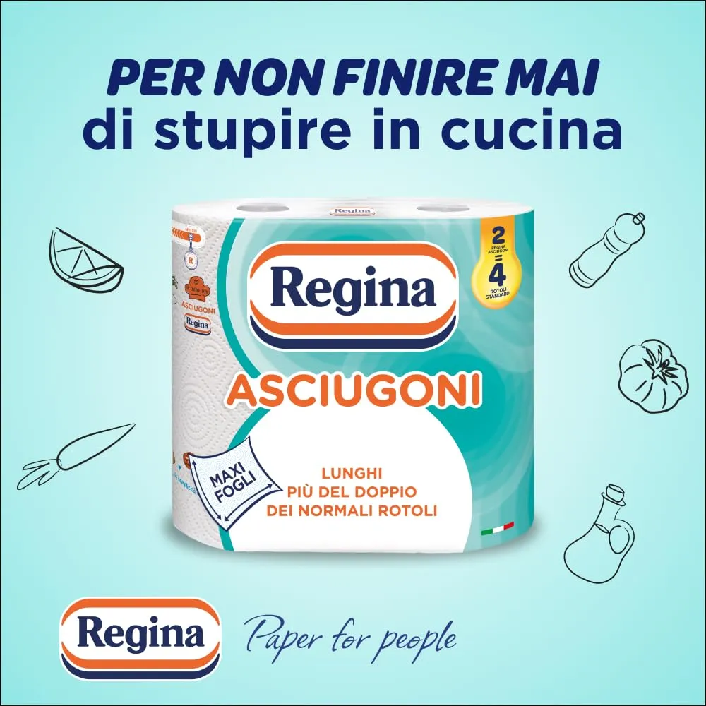 Regina Asciugoni, Carta Cucina a 2 Veli, 12 Rotoli - immagine 4