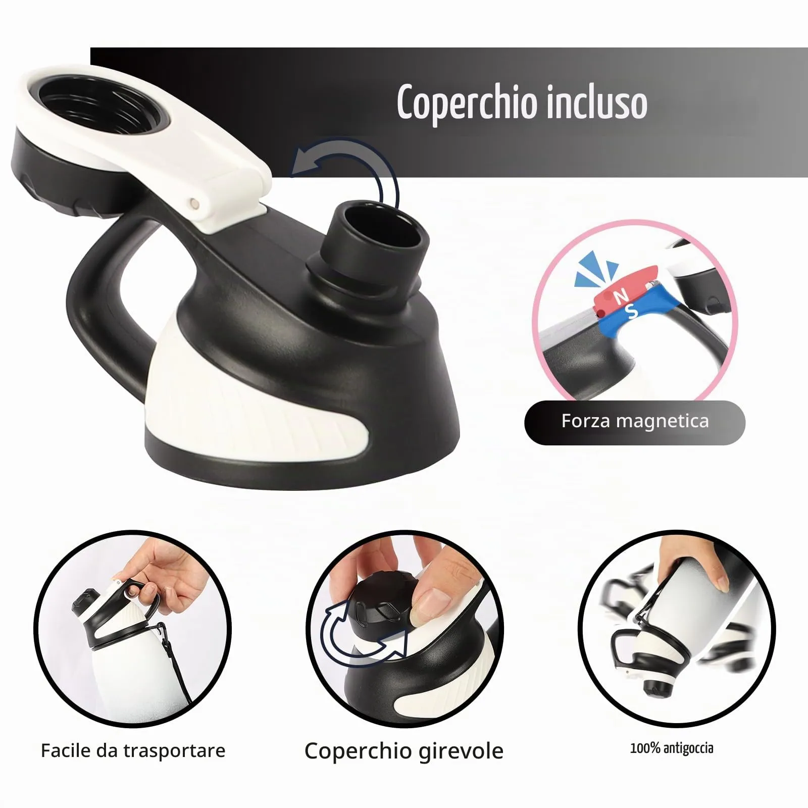 Fjbottle Borraccia Termica 1L Acciaio Inox con Tappo Magnetico per Sport - immagine 2