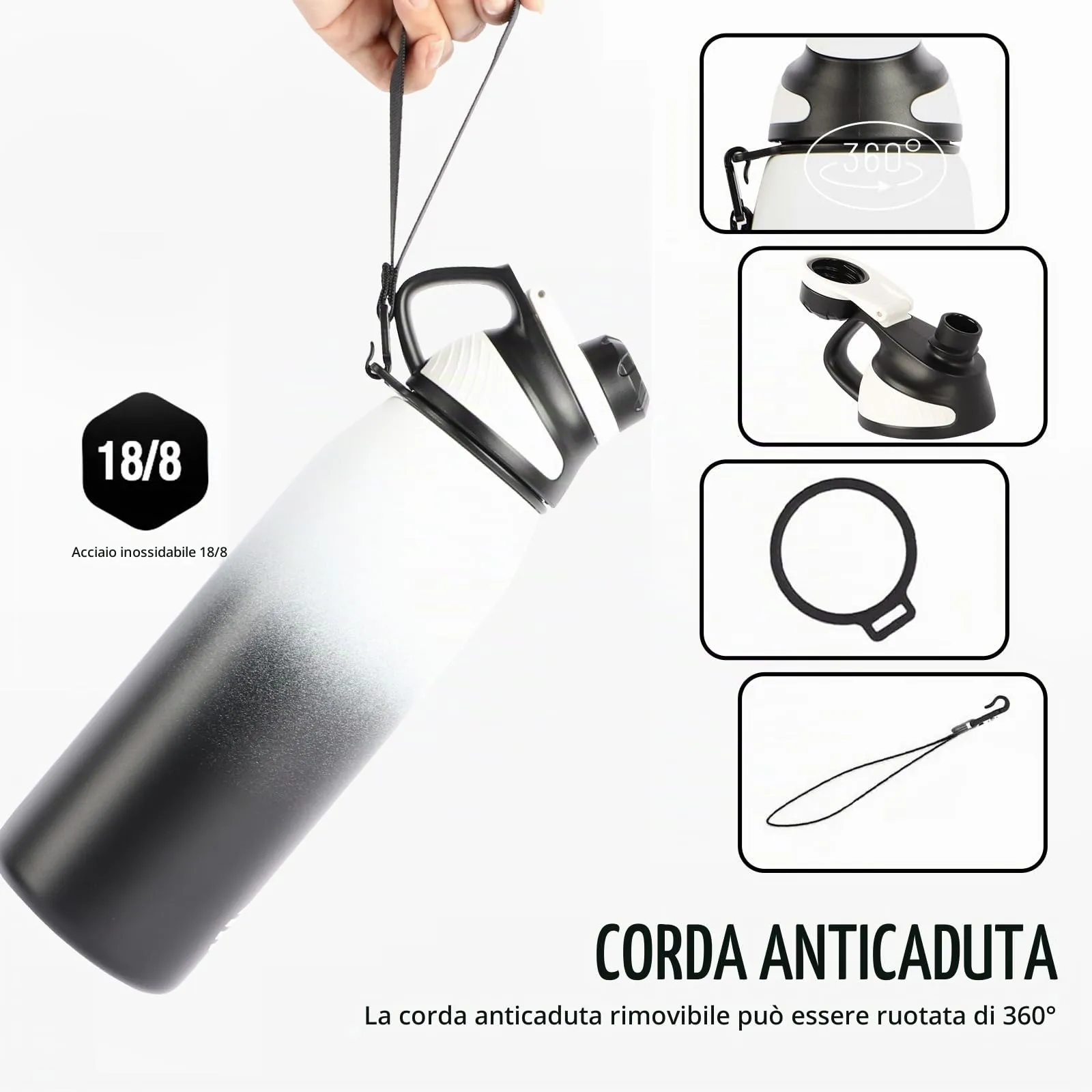 Fjbottle Borraccia Termica 1L Acciaio Inox con Tappo Magnetico per Sport - immagine 3