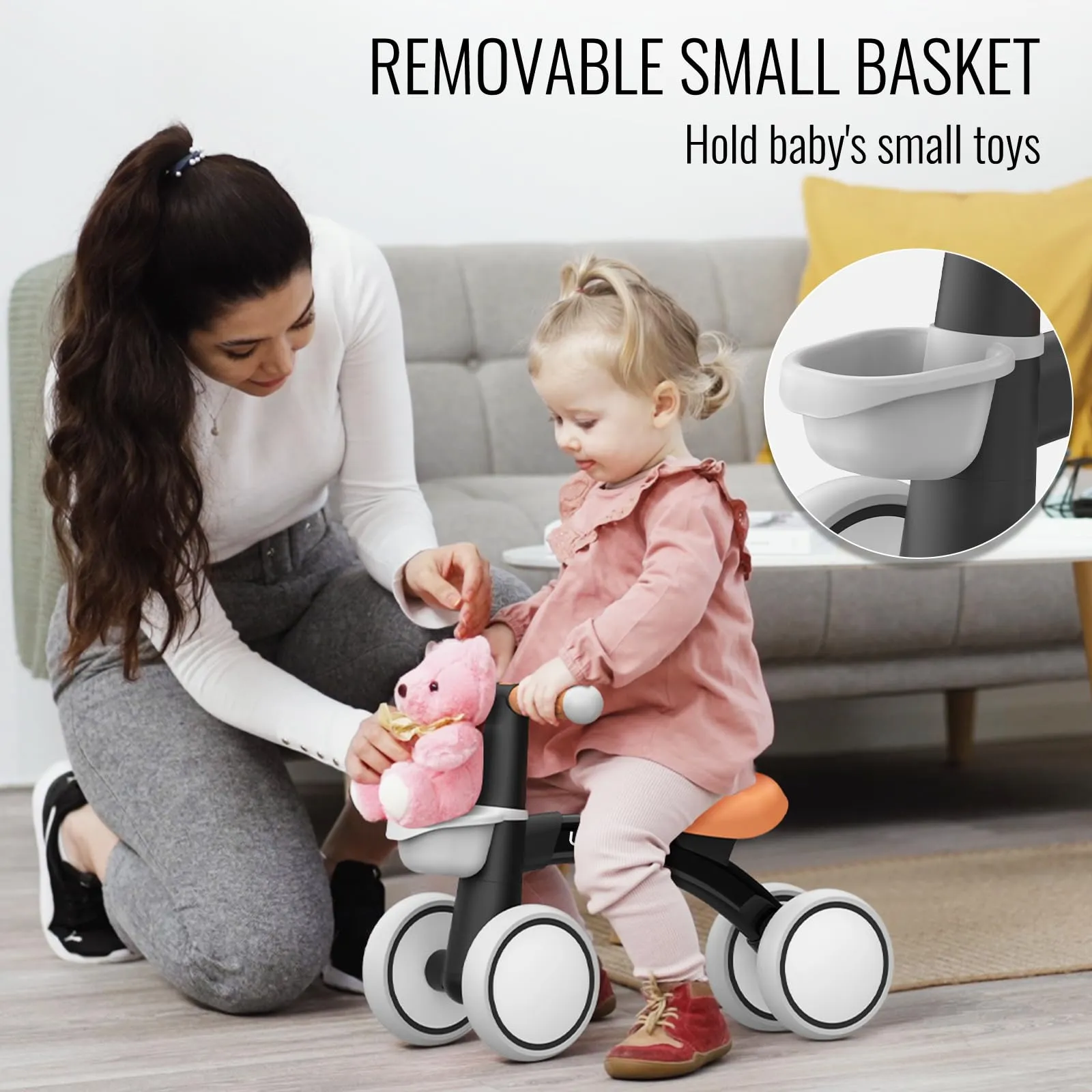 Umatoll Bici Senza Pedali per Bambini 1-2 Anni, Nero - immagine 3