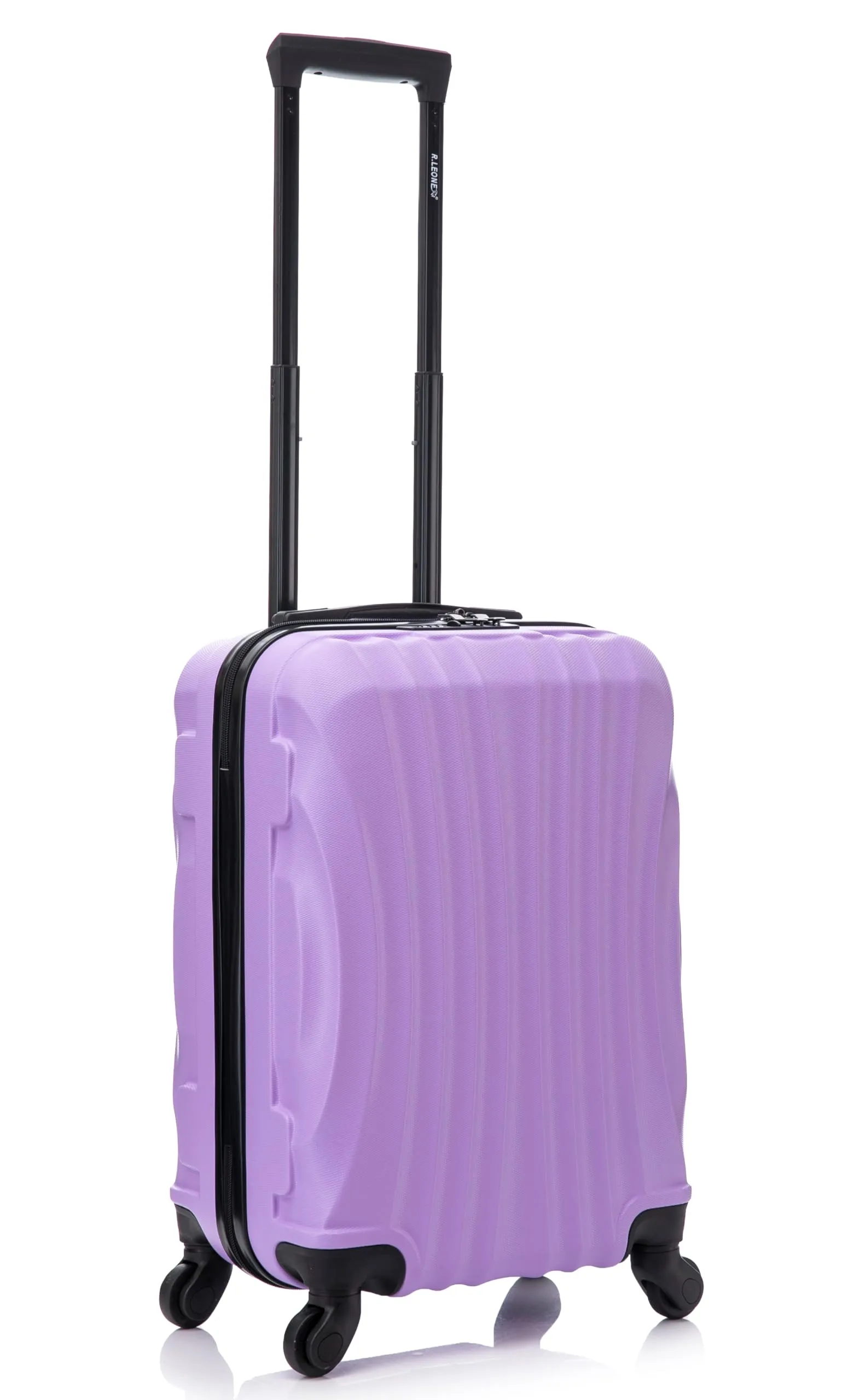 R.Leone Trolley Bagaglio a Mano 55x35x25 cm 4 Ruote in ABS 20373FR - Lilla - immagine 1