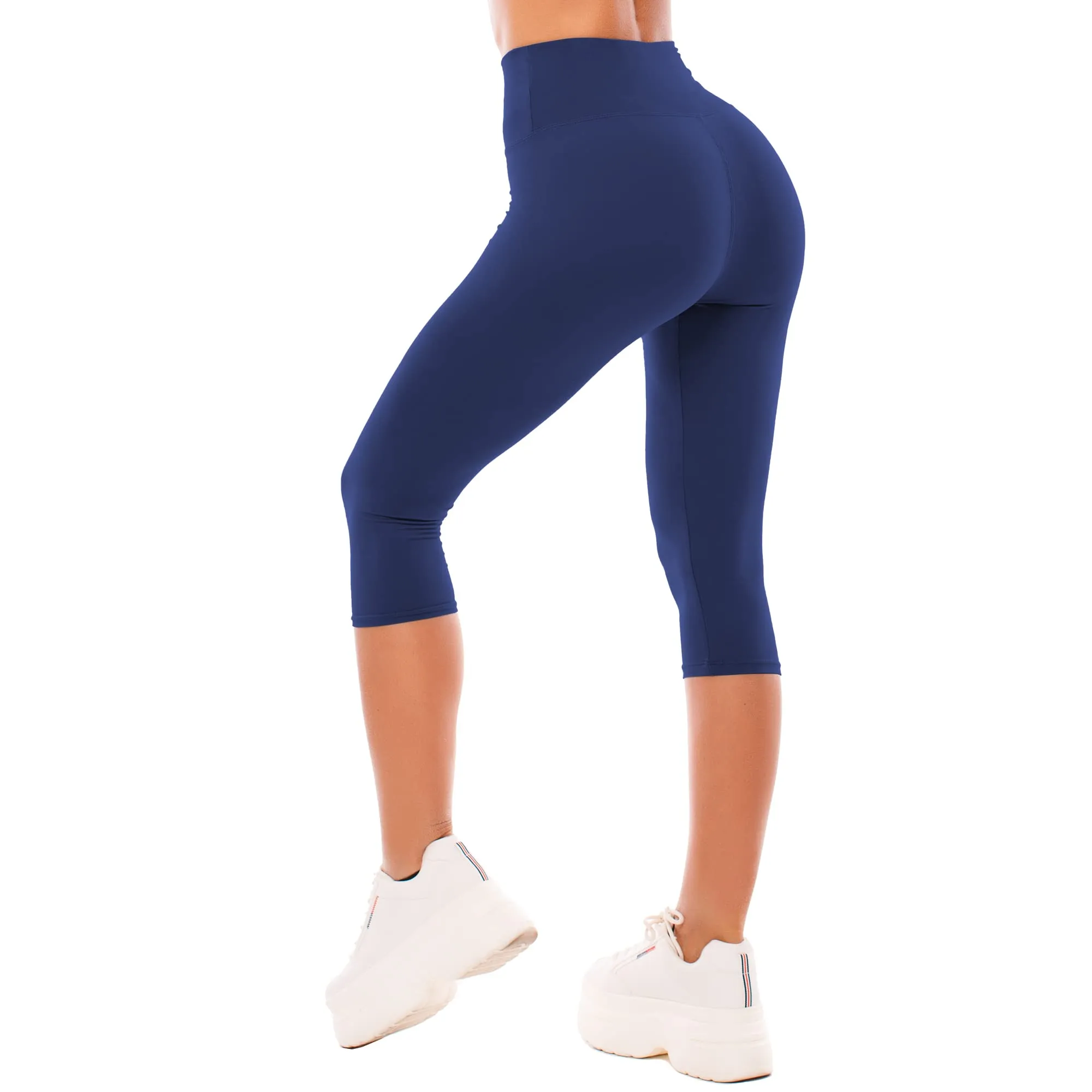 SINOPHANT Leggings Capri Vita Alta Donna, Blu Marino, S-M - immagine 1