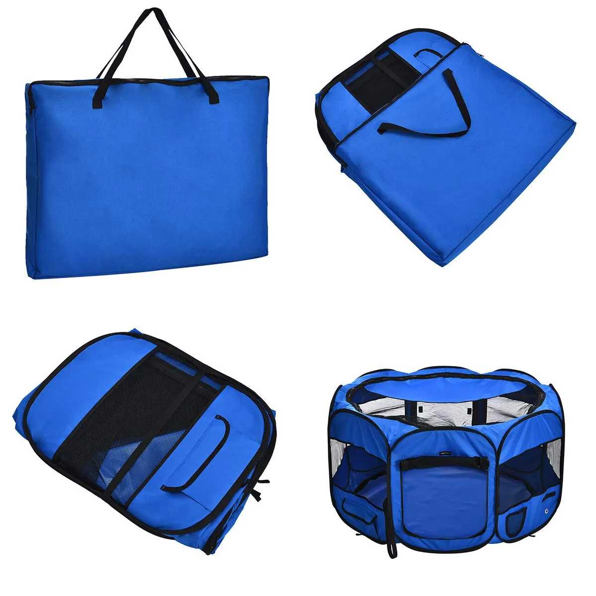 Amazon Basics Recinto Portatile Ottagonale per Animali Domestici, 114 cm, Blu - immagine 3