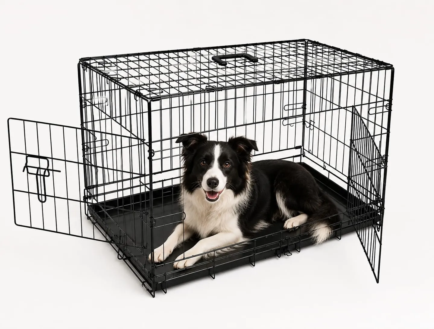 Bunny Business Underdog Gabbia per Cani in Metallo Pieghevole con 2 Ante Scorrevoli, 91,4 cm Grande - immagine 1