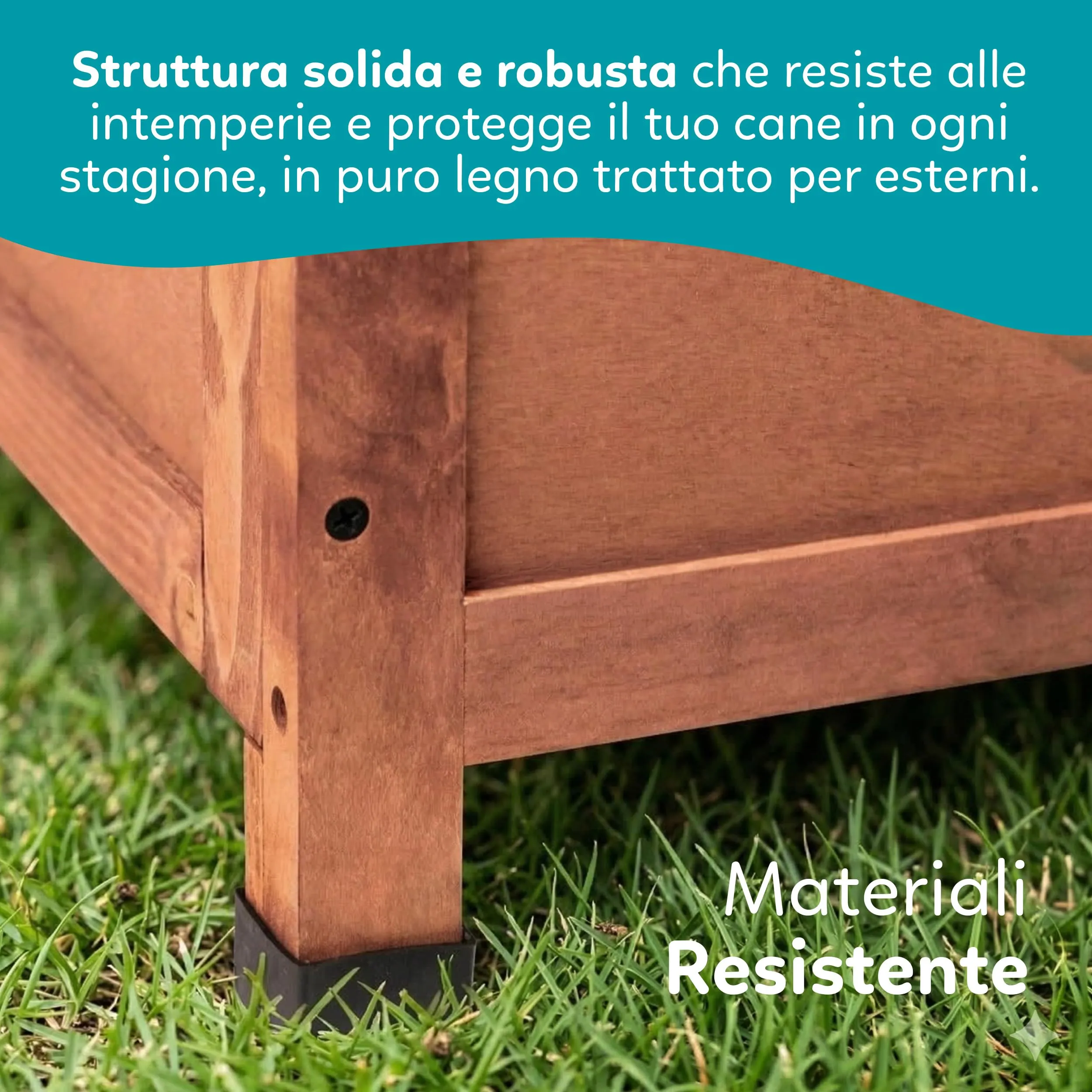Aqpet Baita Cuccia in Legno da Esterno per Cani con Tetto Apribile e Tende Termiche, Large 116x79x85h - immagine 4