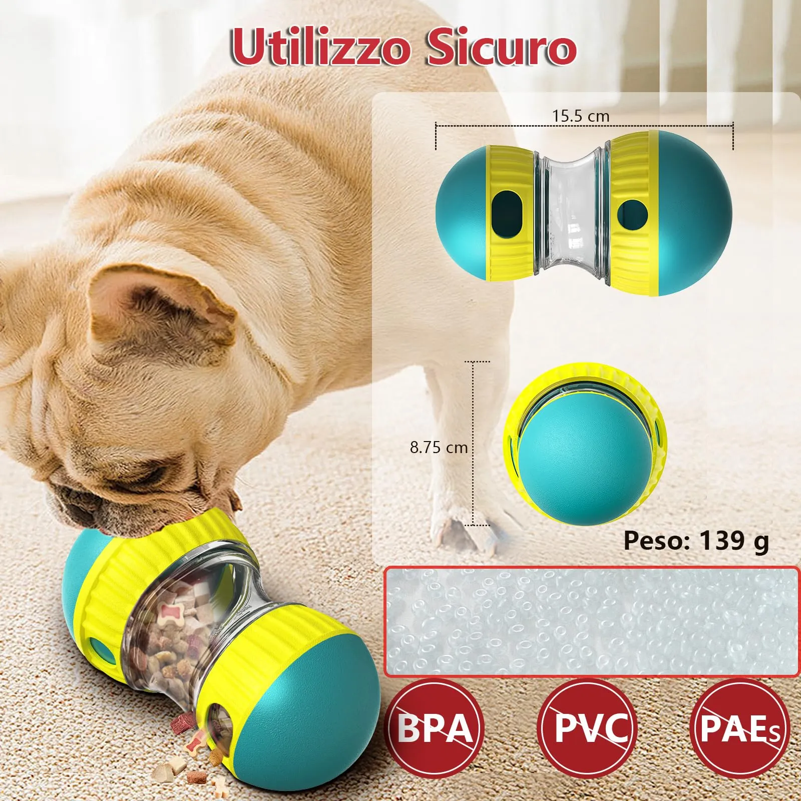 Dufuso Giocattolo per cane Intelligenza Slow Feeder Interattivo, Verde - immagine 6