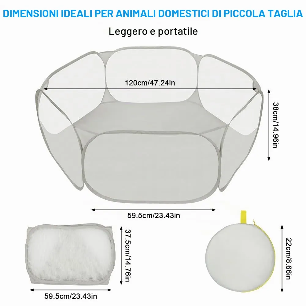 Aomig Recinto Pieghevole per Piccoli Animali con Borsa per il Trasporto, Grigio - immagine 2