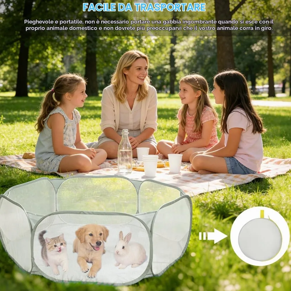 Aomig Recinto Pieghevole per Piccoli Animali con Borsa per il Trasporto, Grigio - immagine 6