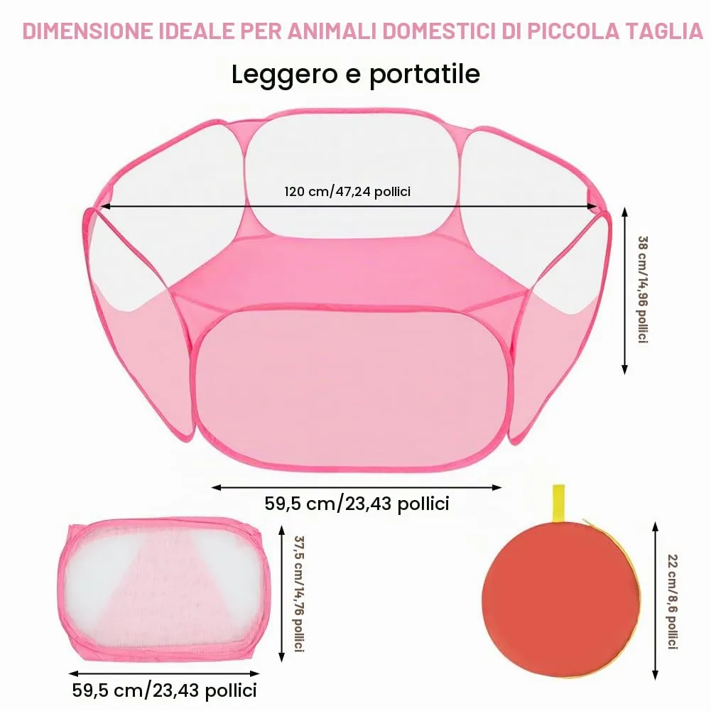 Aomig Recinto Pieghevole per Piccoli Animali con Borsa per il Trasporto, Rosa - immagine 2
