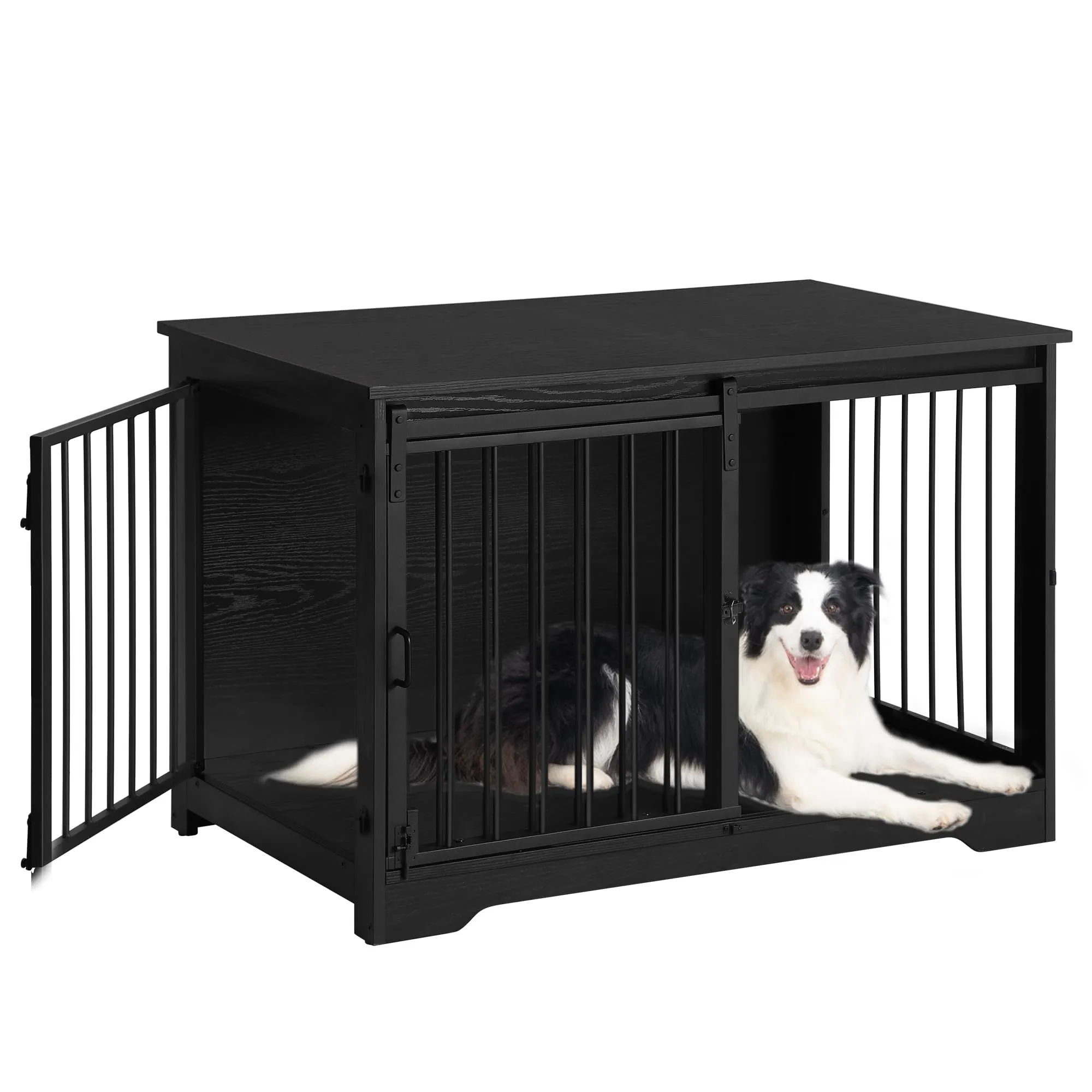 Hzuaneri Gabbia per Cani con Tavolo, Nero, 100 x 60 x 68 cm - immagine 1