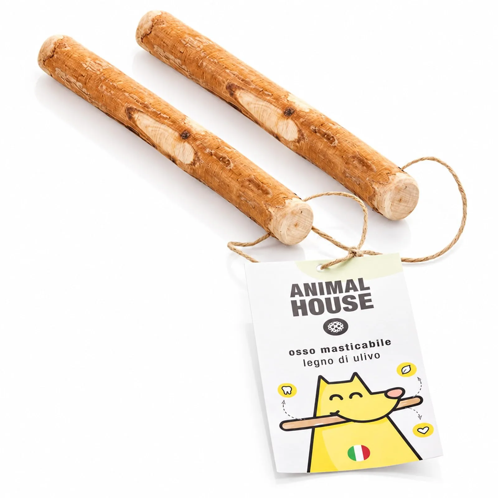 Animal House Set di 2 Legni d’Ulivo per Cani, 20-25 cm, L - immagine 1