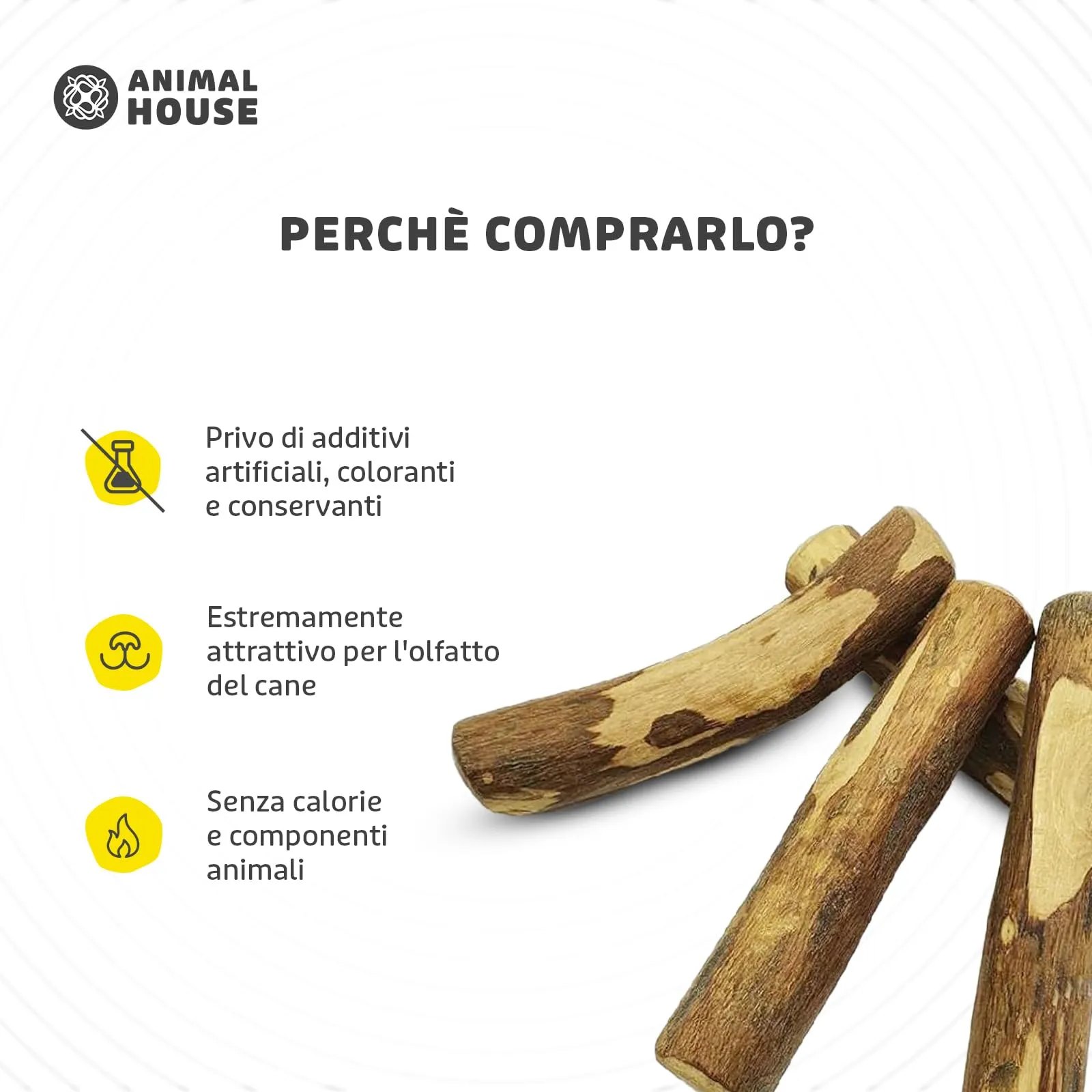 Animal House Set di 2 Legni d’Ulivo per Cani, 20-25 cm, L - immagine 2