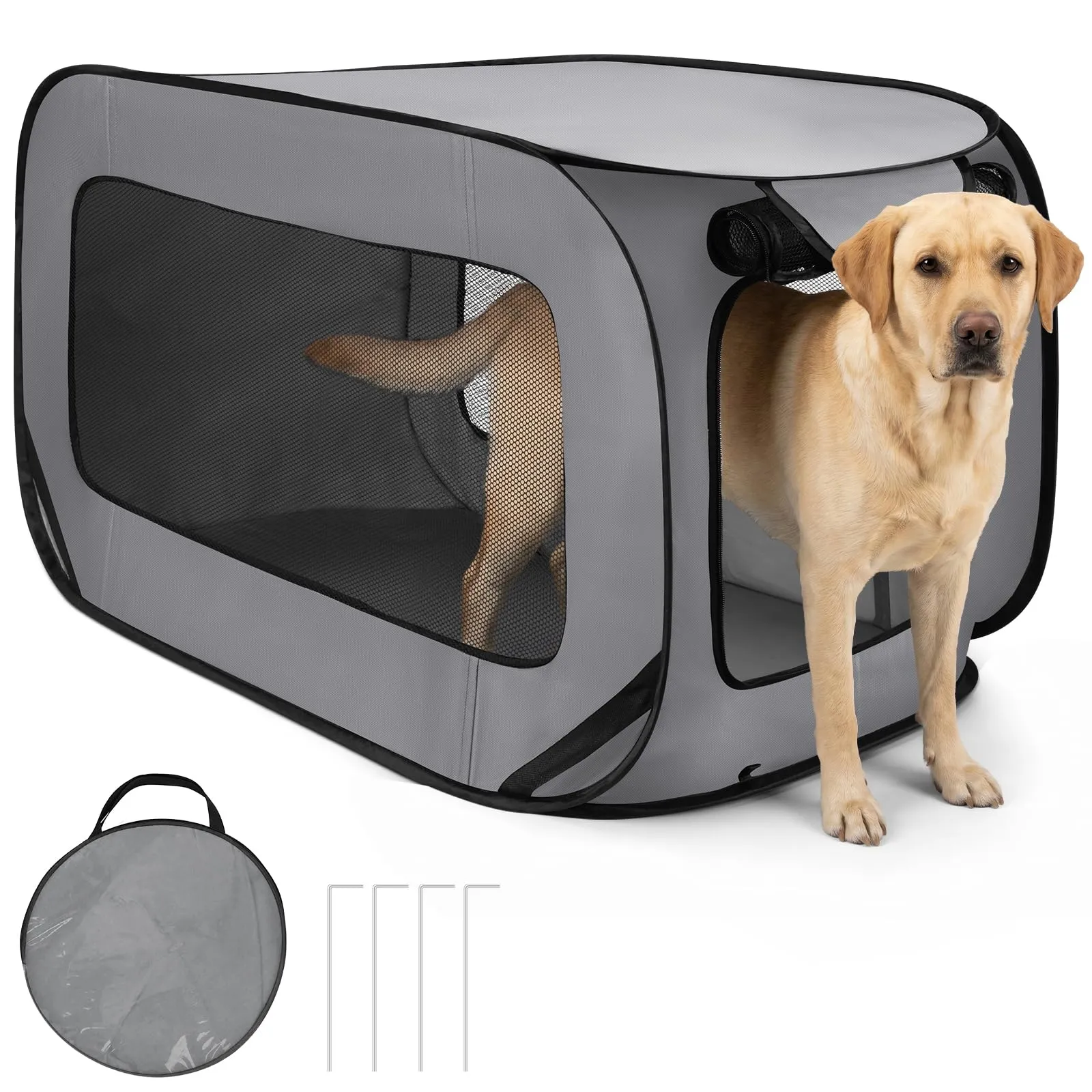 Aomig Recinto per Cani e Gatti Pieghevole, Box Traspirante Portatile 93 x 54 x 54 cm con Borsa da Trasporto - immagine 1