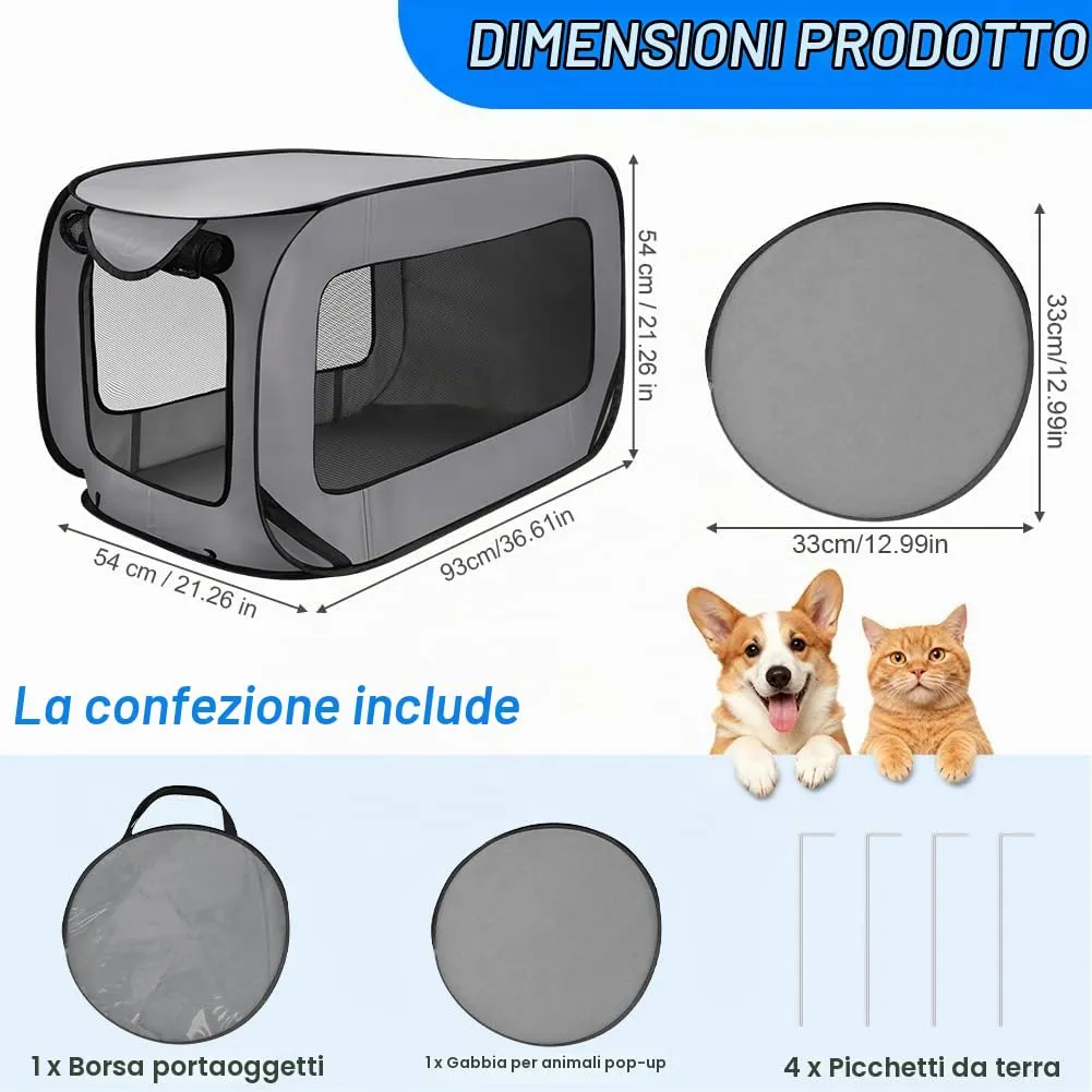 Aomig Recinto per Cani e Gatti Pieghevole, Box Traspirante Portatile 93 x 54 x 54 cm con Borsa da Trasporto - immagine 2