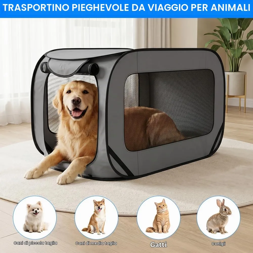 Aomig Recinto per Cani e Gatti Pieghevole, Box Traspirante Portatile 93 x 54 x 54 cm con Borsa da Trasporto - immagine 4