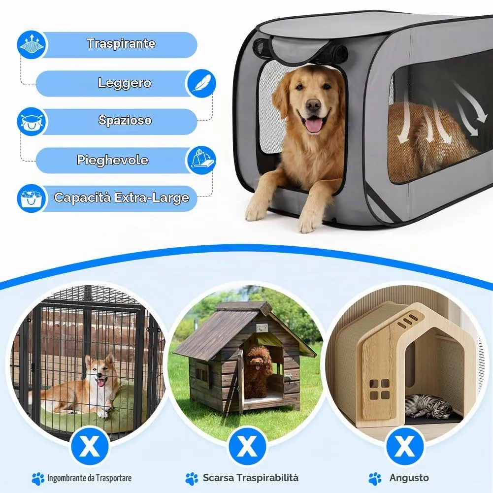 Aomig Recinto per Cani e Gatti Pieghevole, Box Traspirante Portatile 93 x 54 x 54 cm con Borsa da Trasporto - immagine 6