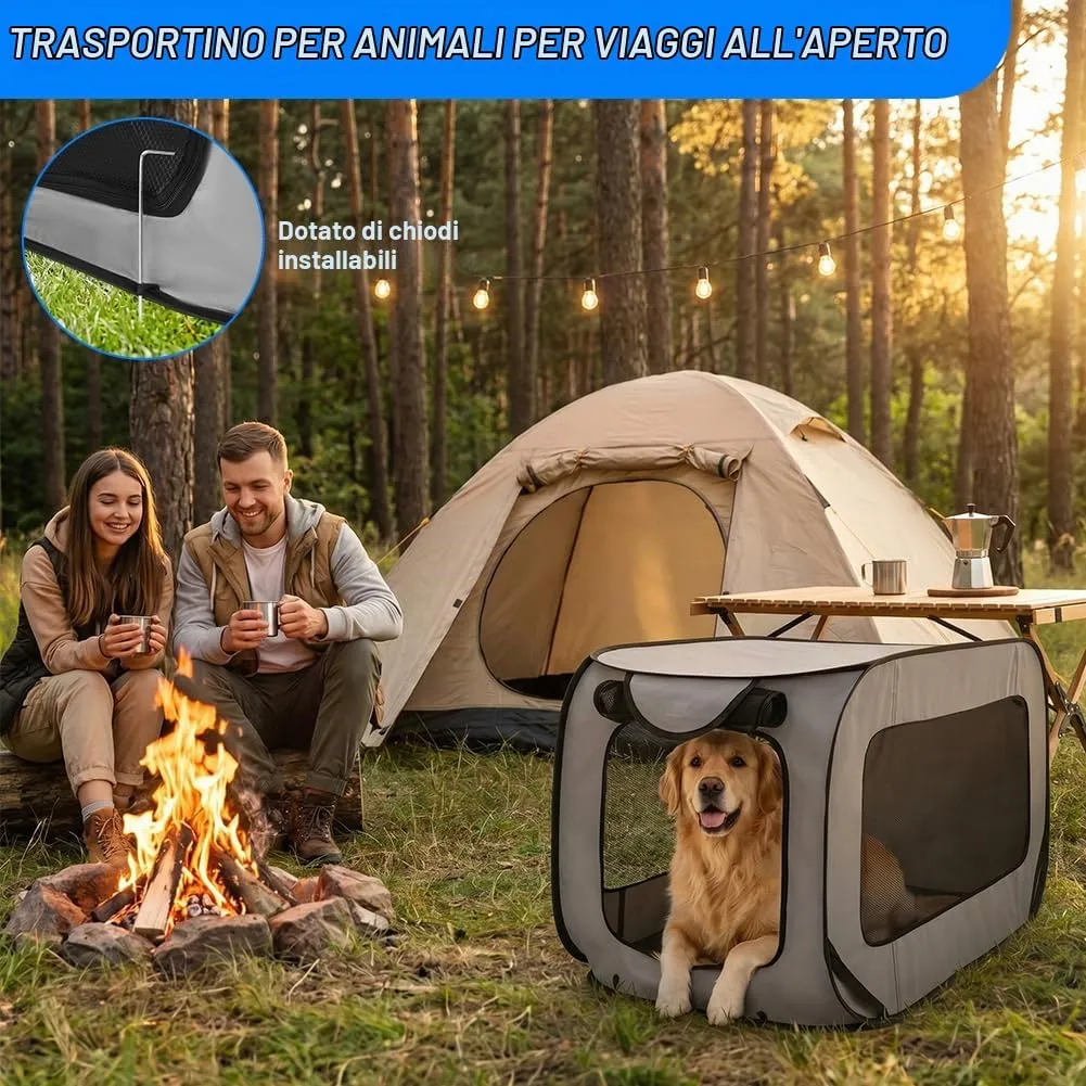 Aomig Recinto per Cani e Gatti Pieghevole, Box Traspirante Portatile 93 x 54 x 54 cm con Borsa da Trasporto - immagine 7