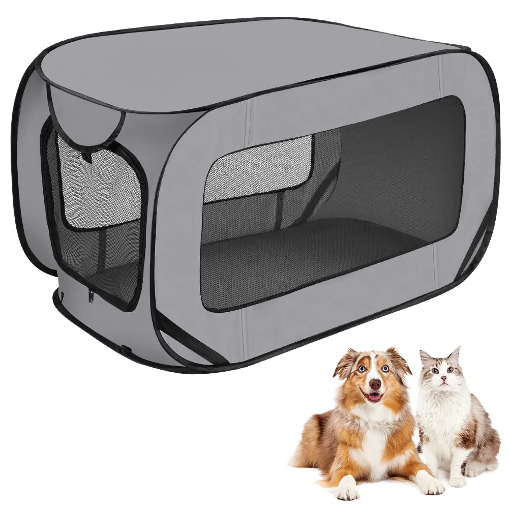 Aomig Recinto per Cani e Gatti Pieghevole, Box Traspirante Portatile 93 x 54 x 54 cm con Borsa da Trasporto - immagine 9