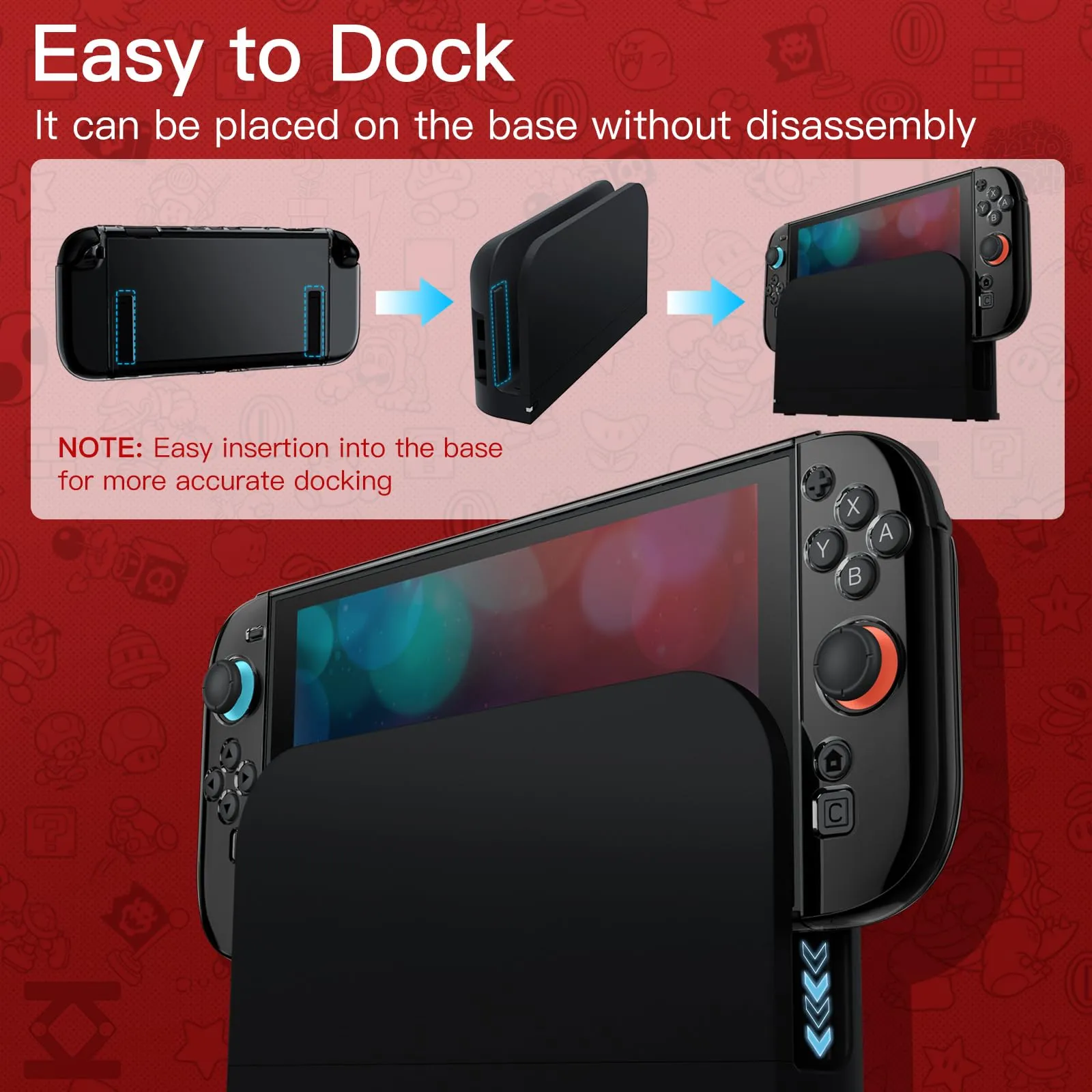 JETech Custodia Dockable per Nintendo Switch 2, Nero - immagine 3