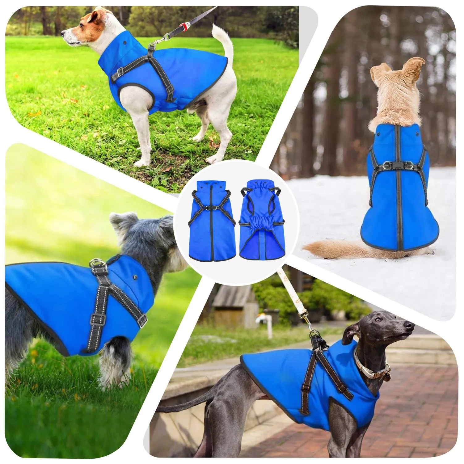 Mosucoirl Impermeabile per cani con cappuccio, Blu, Taglia L - immagine 4