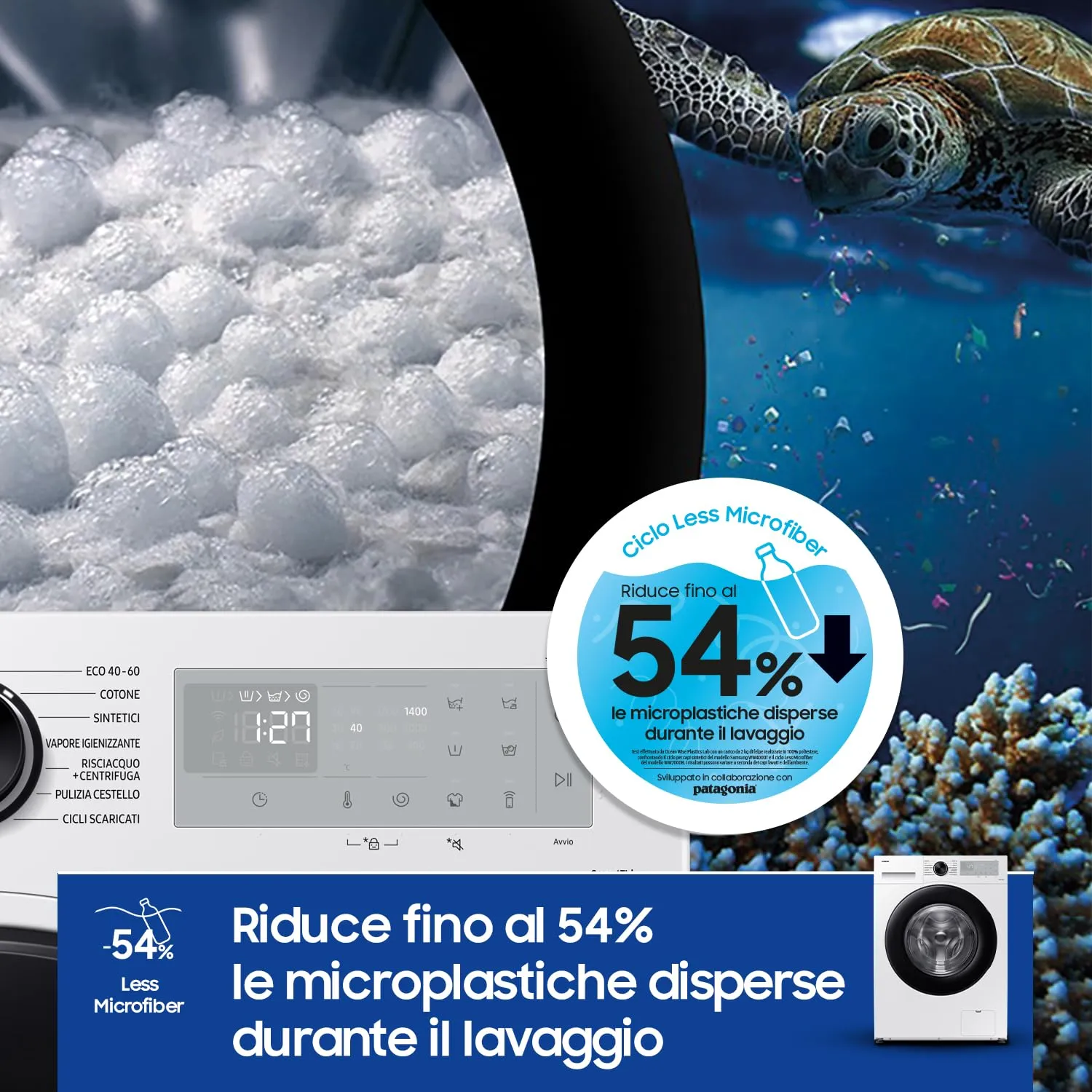 Samsung Crystal Clean WW80CGC04DAHET Lavatrice Libera Installazione 8 kg 1400 RPM Wifi Ecobubble Vapore Igienizzante Carica Frontale - immagine 5