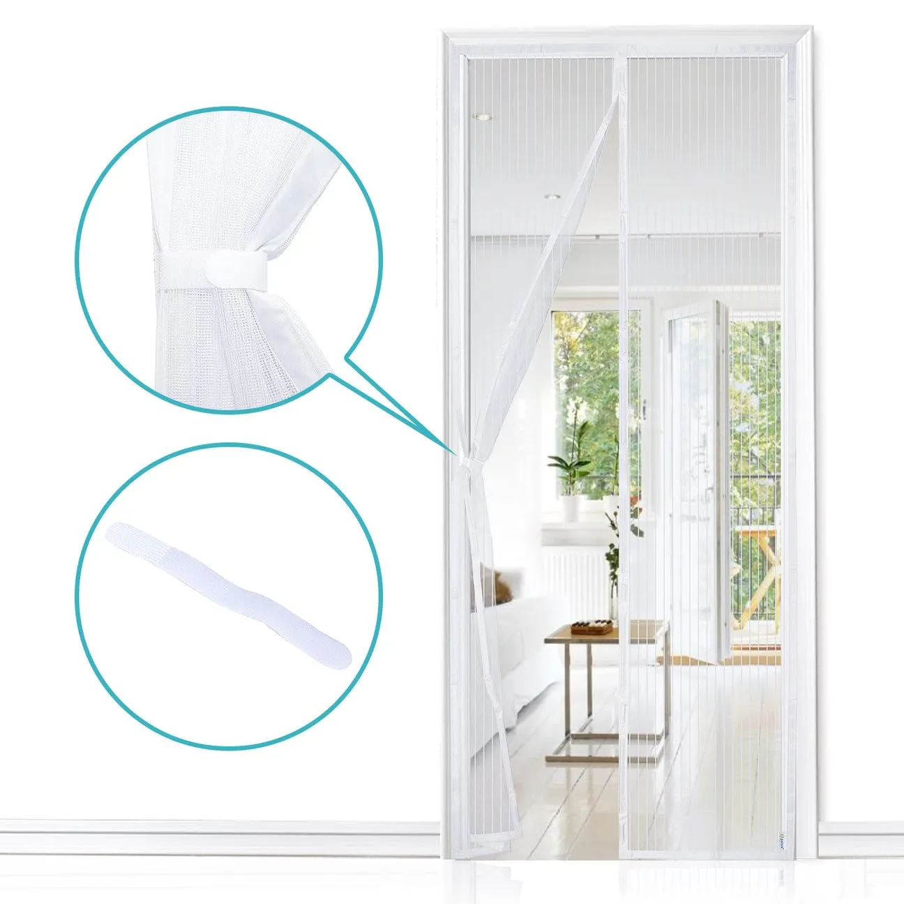 Apalus Zanzariera con Magneti per Porte, 85x210 cm, Bianco - immagine 2