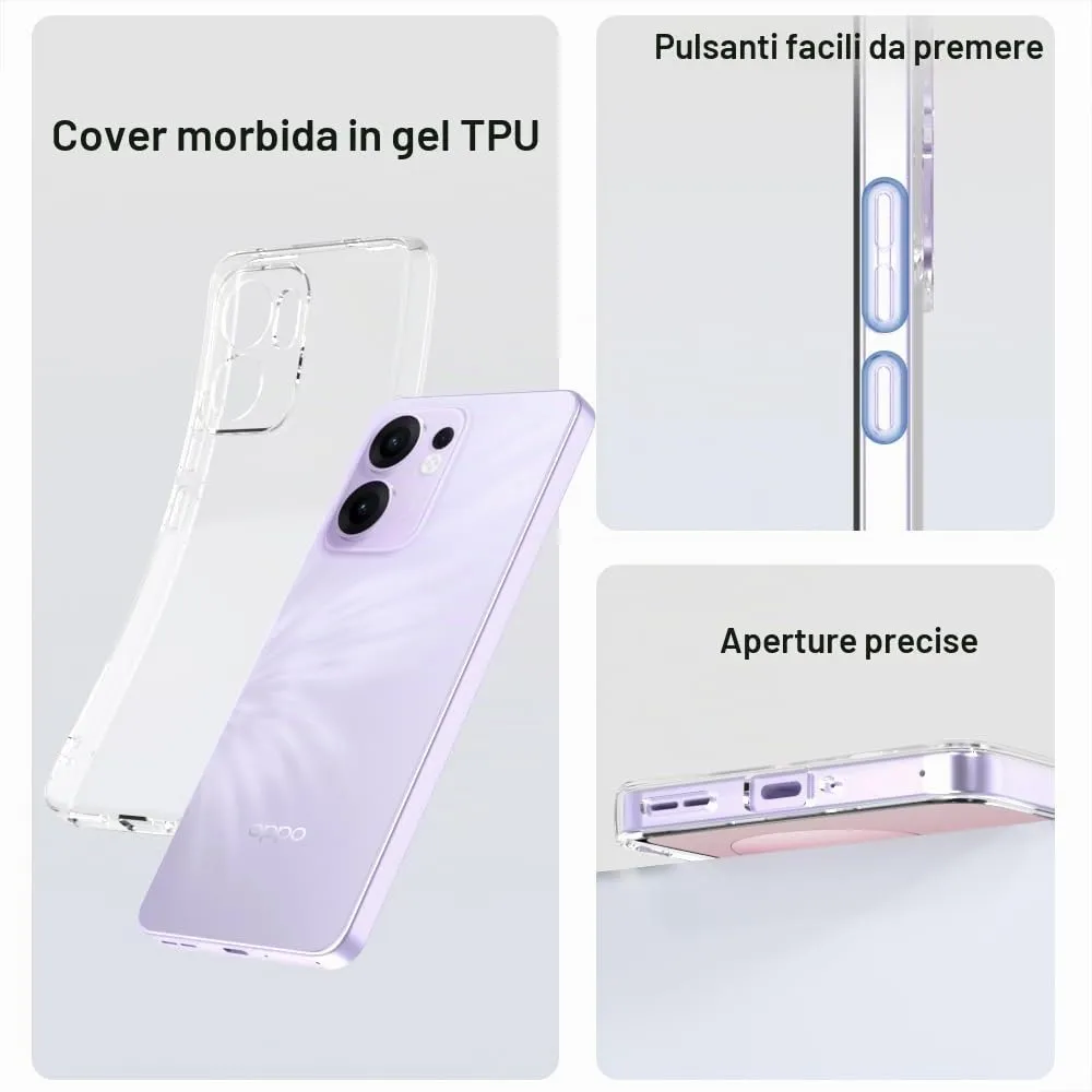 Captor Cover for Oppo Reno 13F / 13FS 5G, Transparent Soft Silicone Case, Anti-Scratch and Anti-Yellowing - immagine 5