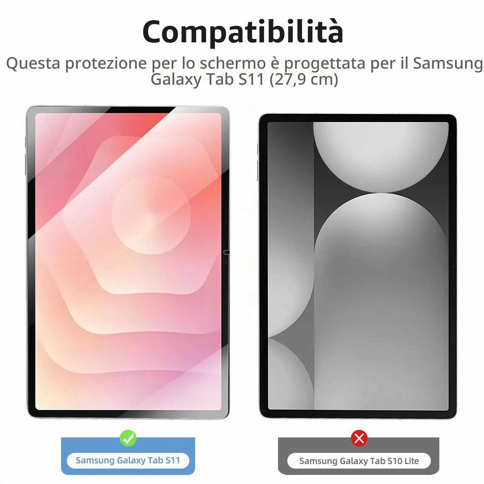NEW'C Pellicola in Vetro Temperato per Samsung Galaxy Tab S11, 11 pollici, Trasparente (Set di 2) - immagine 2