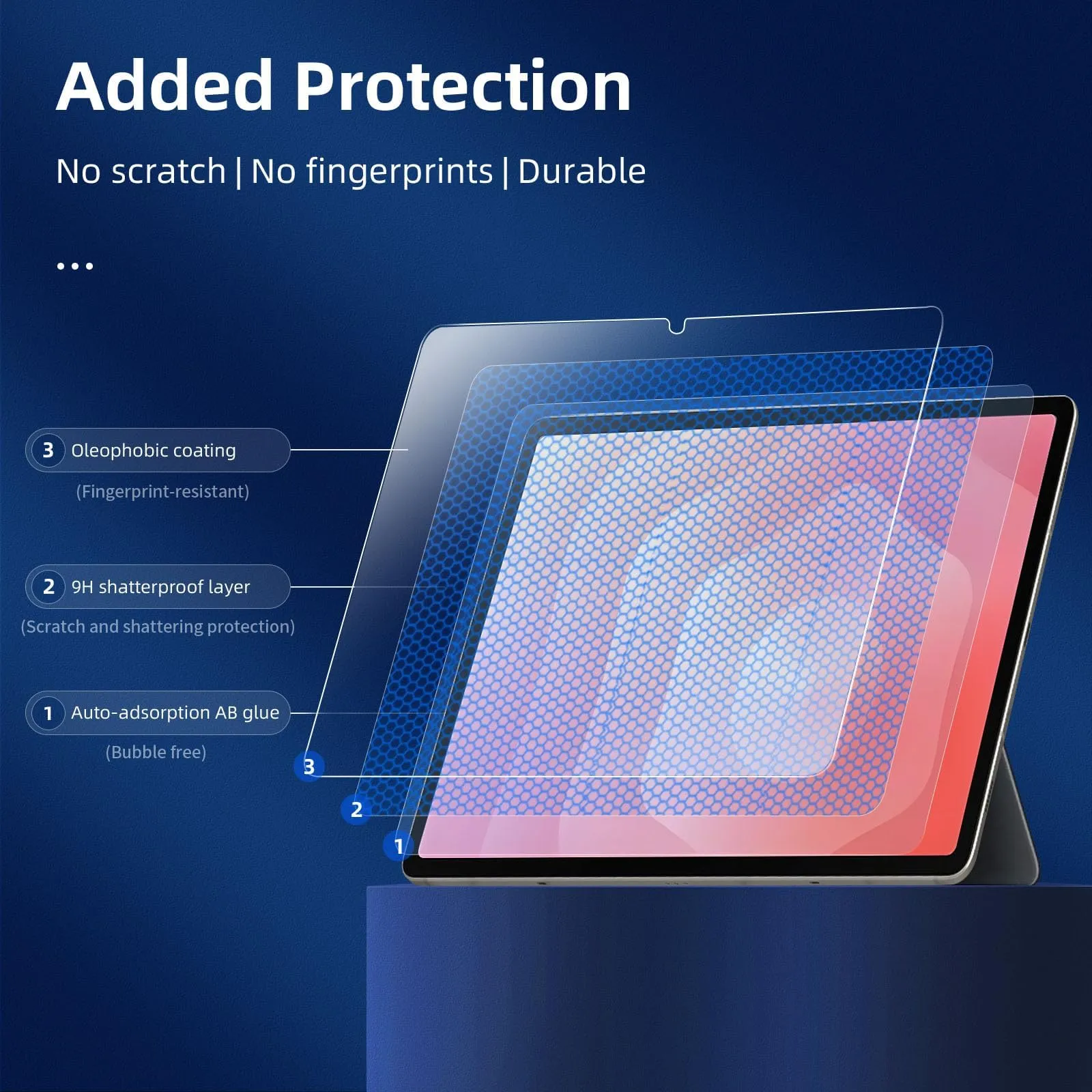 NEW'C Pellicola in Vetro Temperato per Samsung Galaxy Tab S11, 11 pollici, Trasparente (Set di 2) - immagine 6