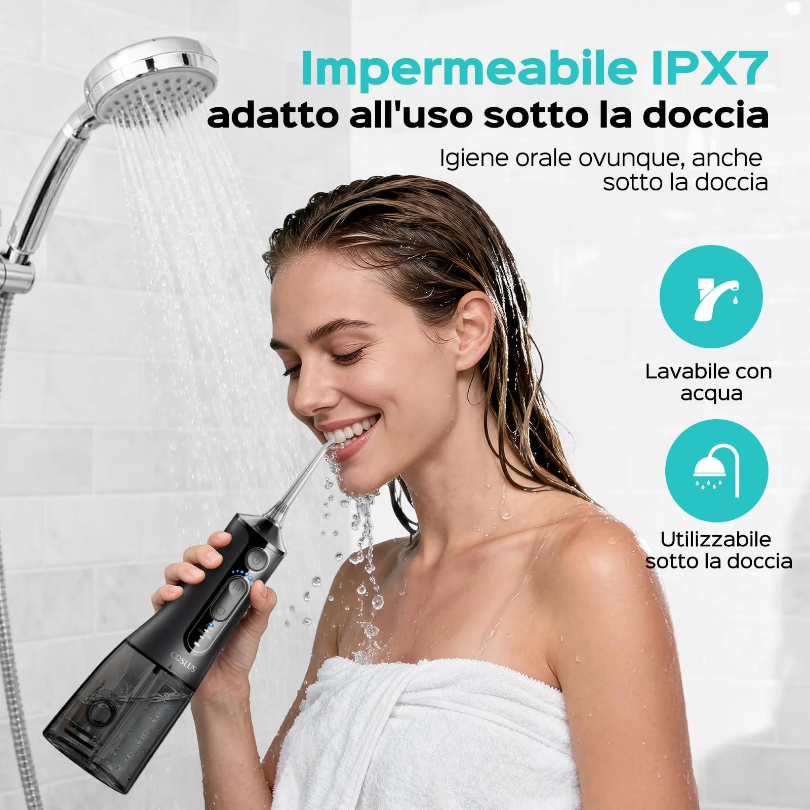 COSLUS C51 Idropulsore Dentale, Modalità Jet, 6 Pressioni, Blu Nebbia - immagine 8