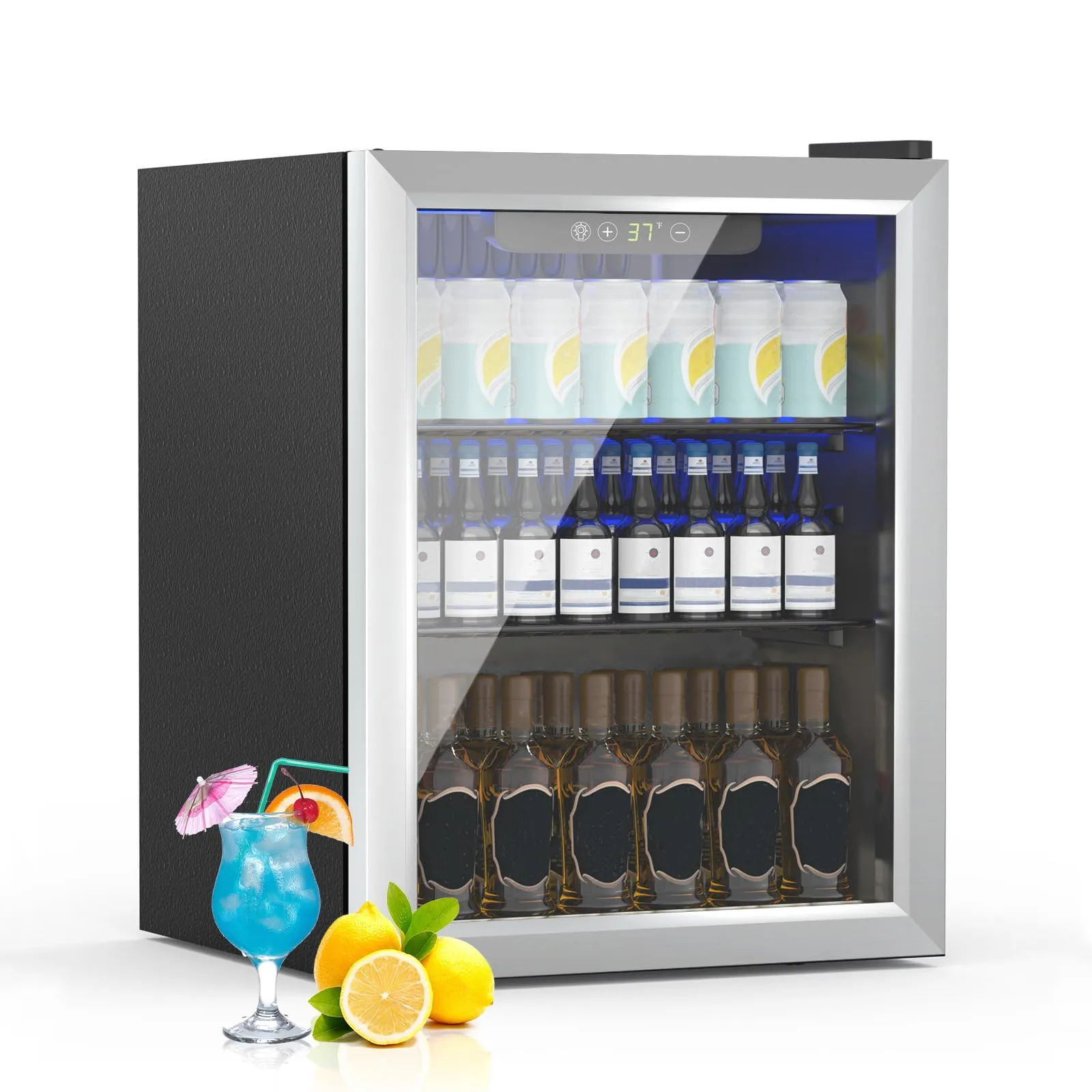 DollarDash Mini Frigo 50L per Bevande, Capacità 70 Lattine, Porta in Trasparente, Ripiani Regolabili e Display Digitale, Argento - immagine 1