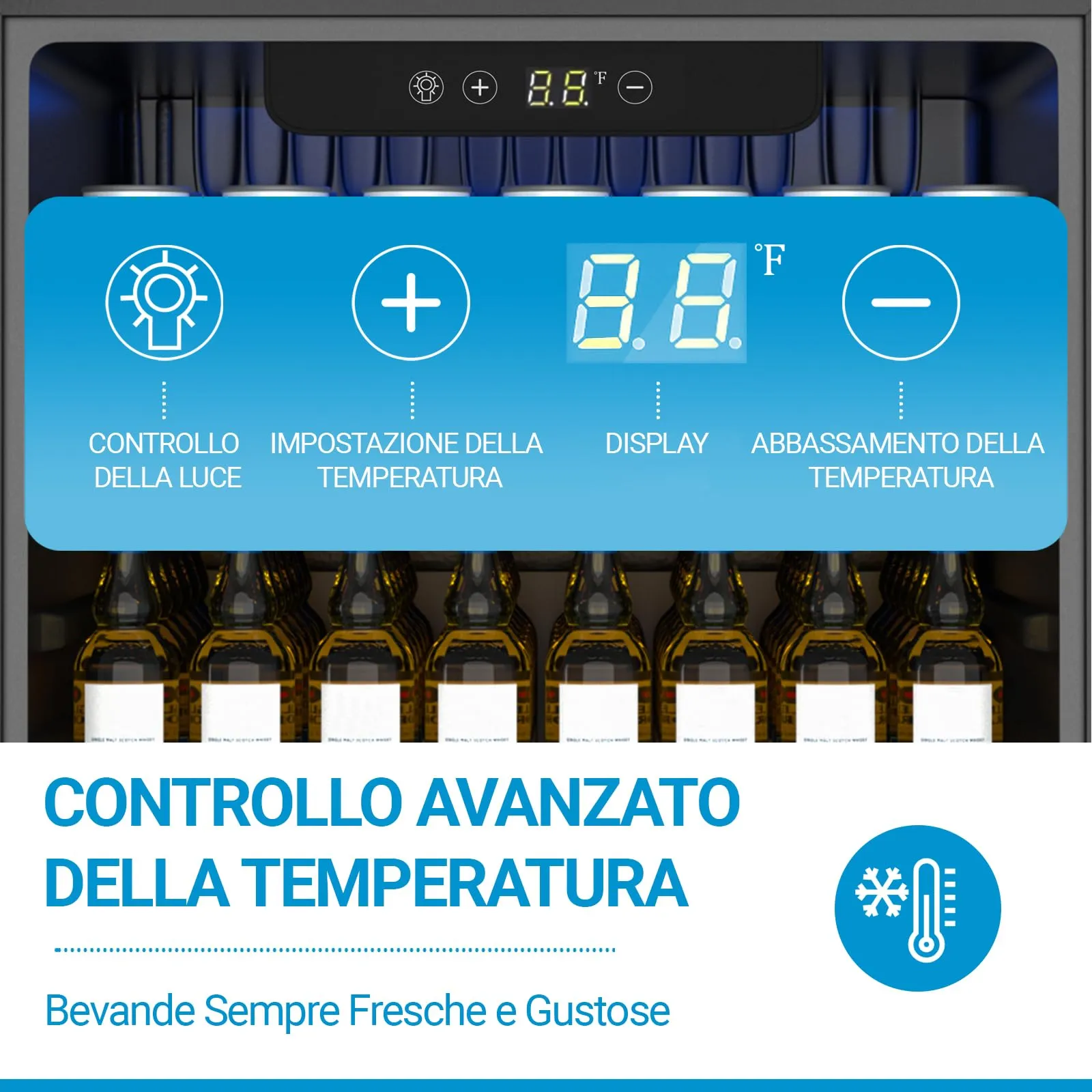 DollarDash Mini Frigo 50L per Bevande, Capacità 70 Lattine, Porta in Trasparente, Ripiani Regolabili e Display Digitale, Argento - immagine 6