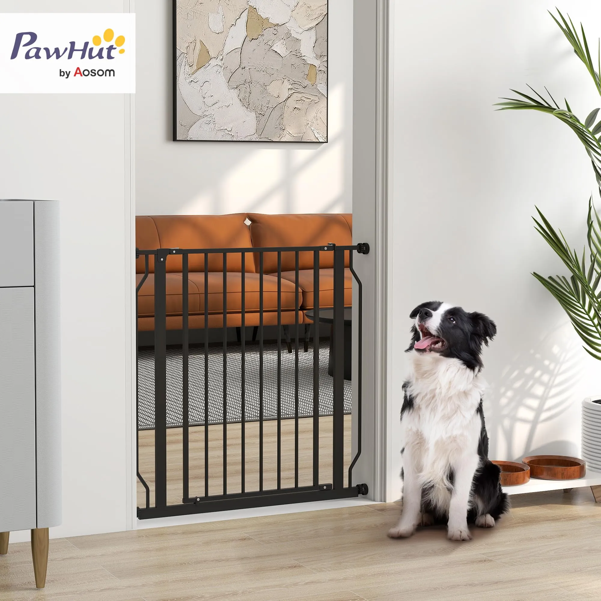 PawHut Cancelletto di Sicurezza per Cani Estensibile, 75-85x76 cm, Nero - immagine 2
