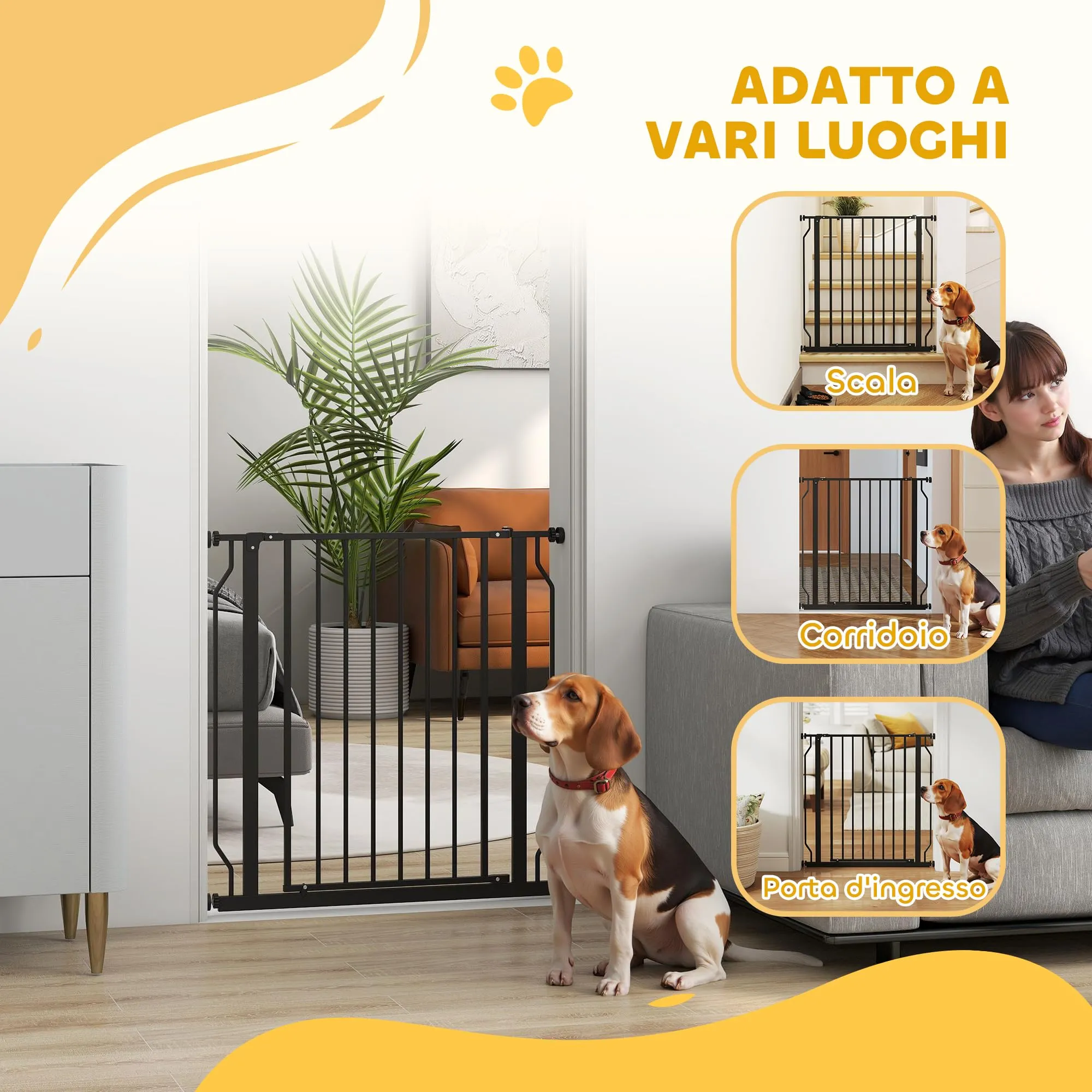 PawHut Cancelletto di Sicurezza per Cani Estensibile, 75-85x76 cm, Nero - immagine 7