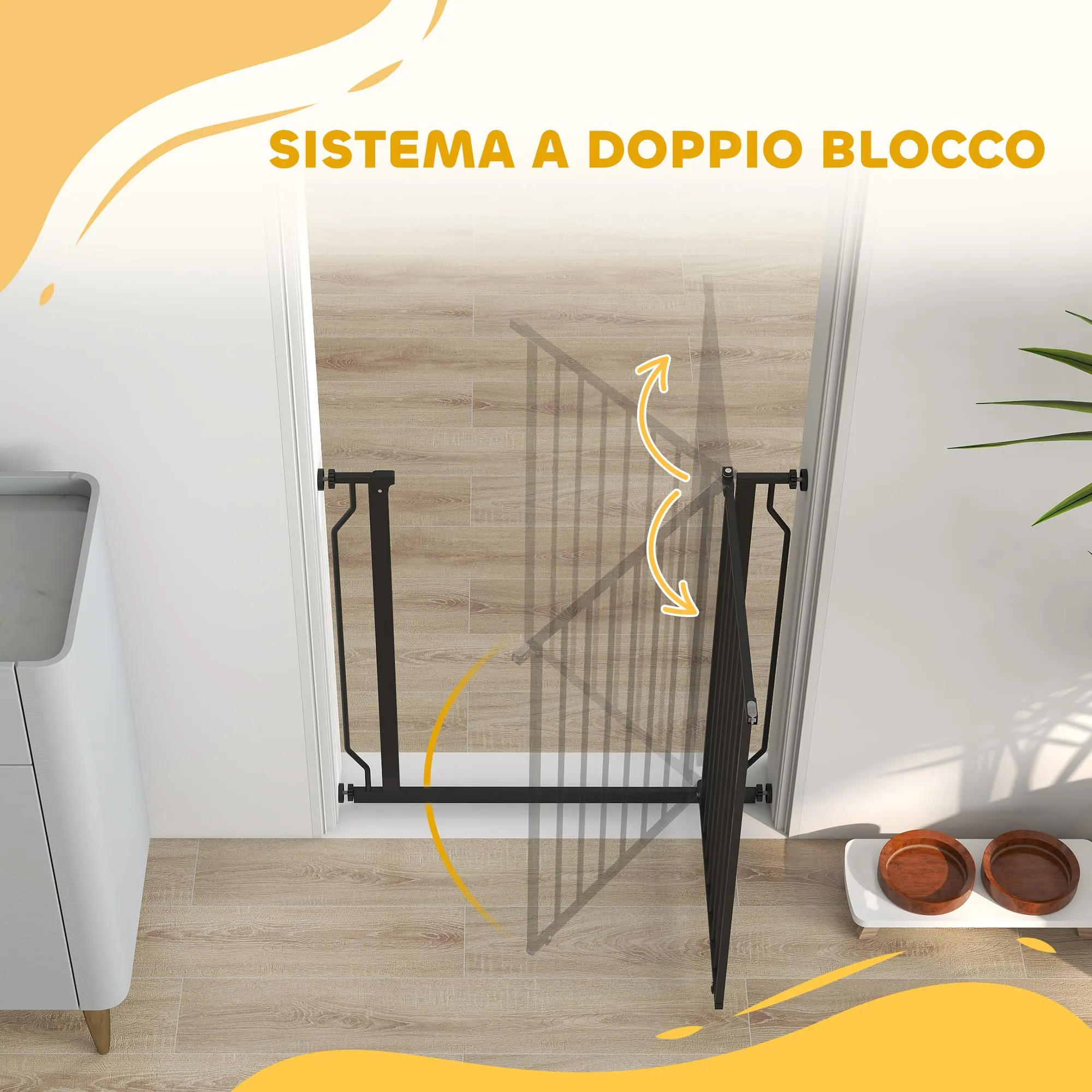 PawHut Cancelletto di Sicurezza per Cani Estensibile, 75-85x76 cm, Nero - immagine 8