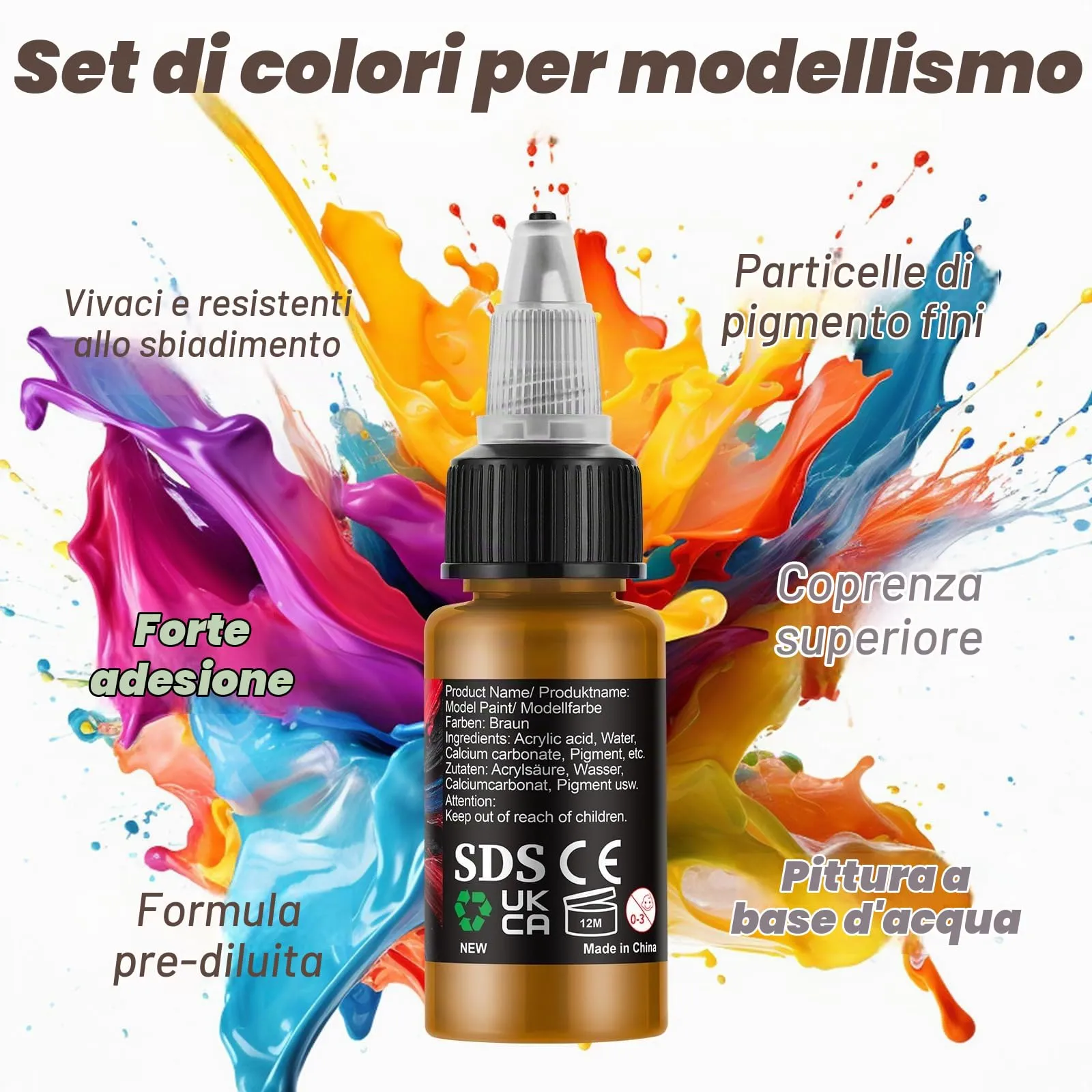 X ARTY HUB Set di Colori Acrilici per Modellismo, 20 Colori e 3 Pennelli - immagine 3