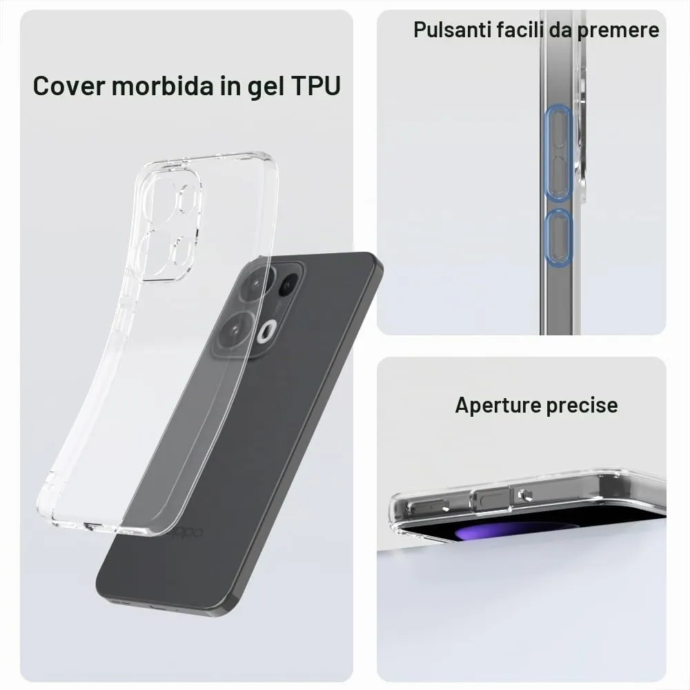 Captor Cover for Oppo Reno 13 Pro 5G, Transparent Soft Silicone Case, Anti-Scratch and Anti-Yellowing - immagine 5